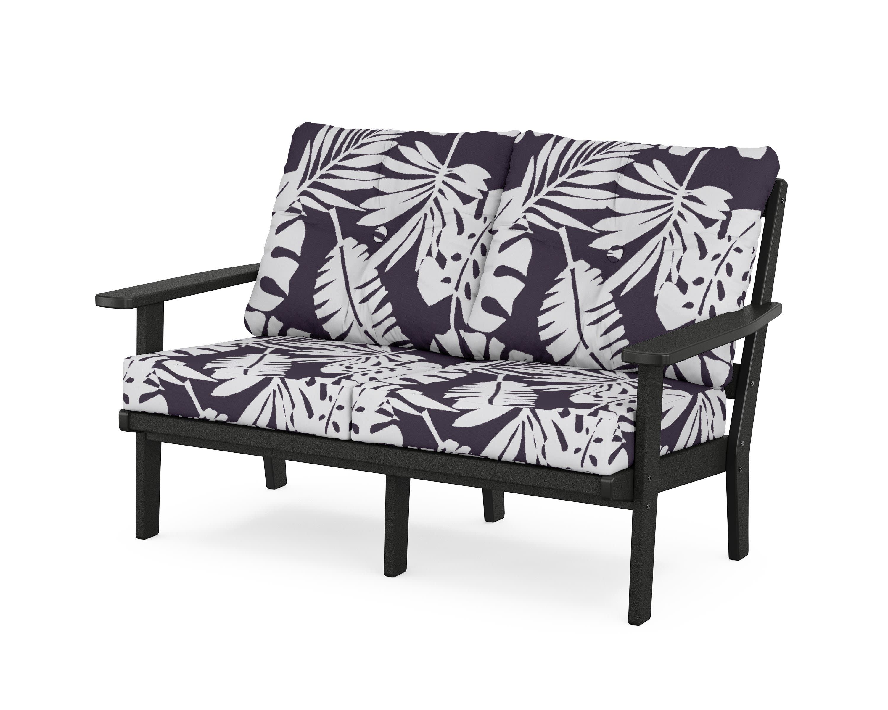 Prairie Deep SeatingLoveseat in Black / Leaf Navy