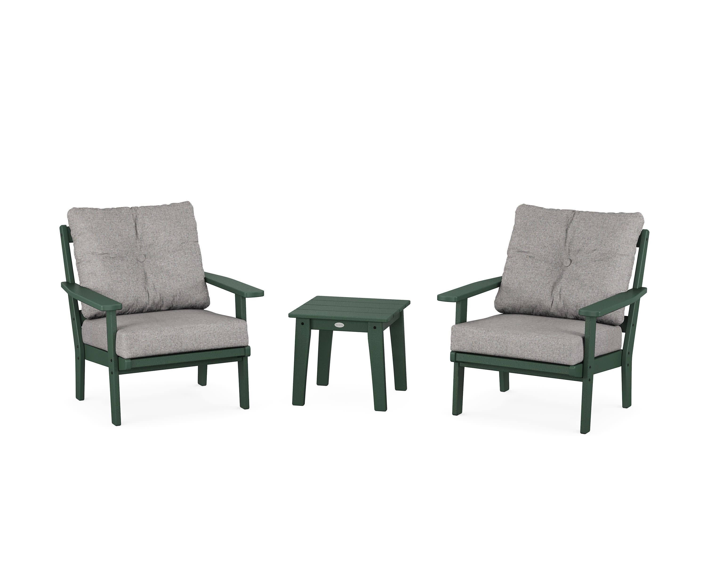 Prairie 3-Piece Deep Seating Set in Green / Grey Mist