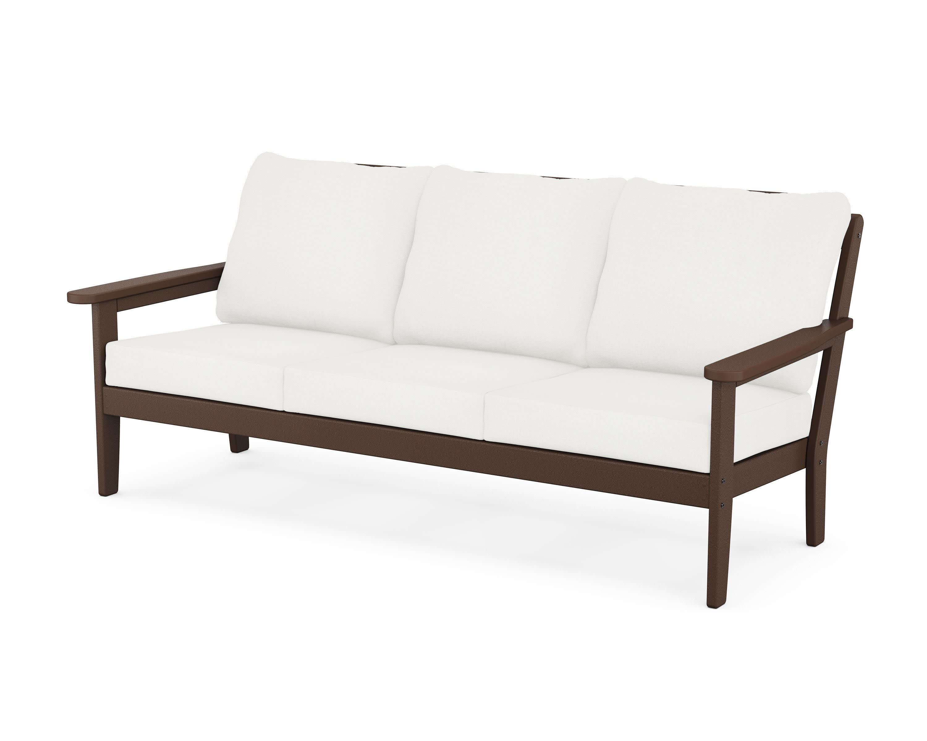 Cottage Deep Seating Sofa in Mahogany / Natural Linen