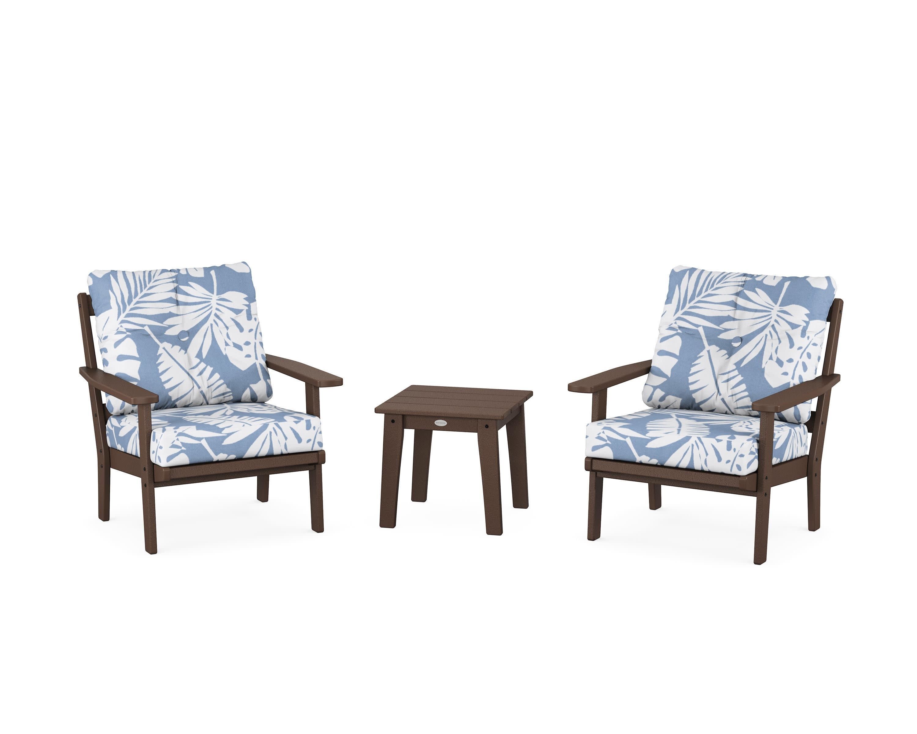 Prairie 3-Piece Deep Seating Set in Mahogany / Leaf Sky Blue