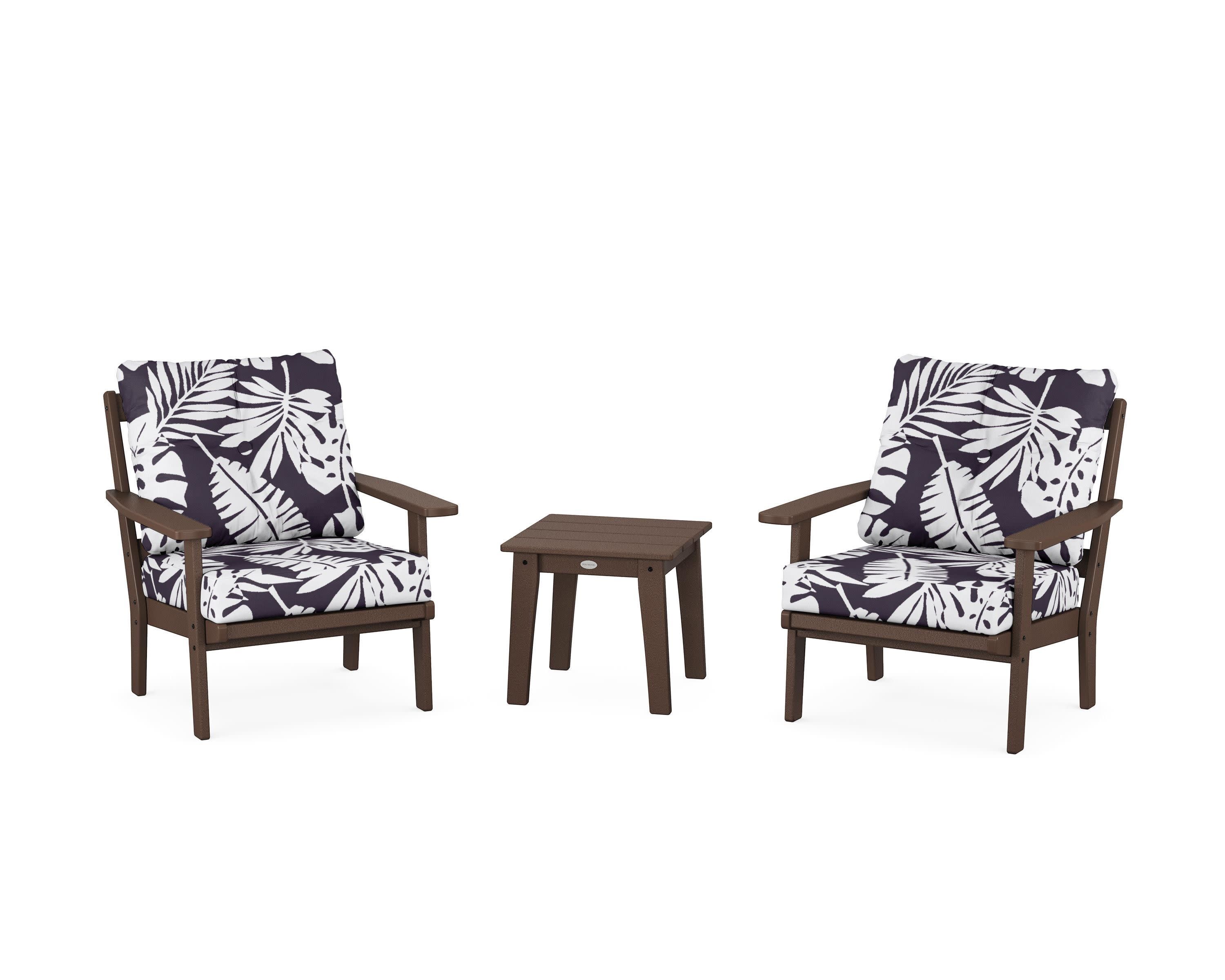 Prairie 3-Piece Deep Seating Set in Mahogany / Leaf Navy