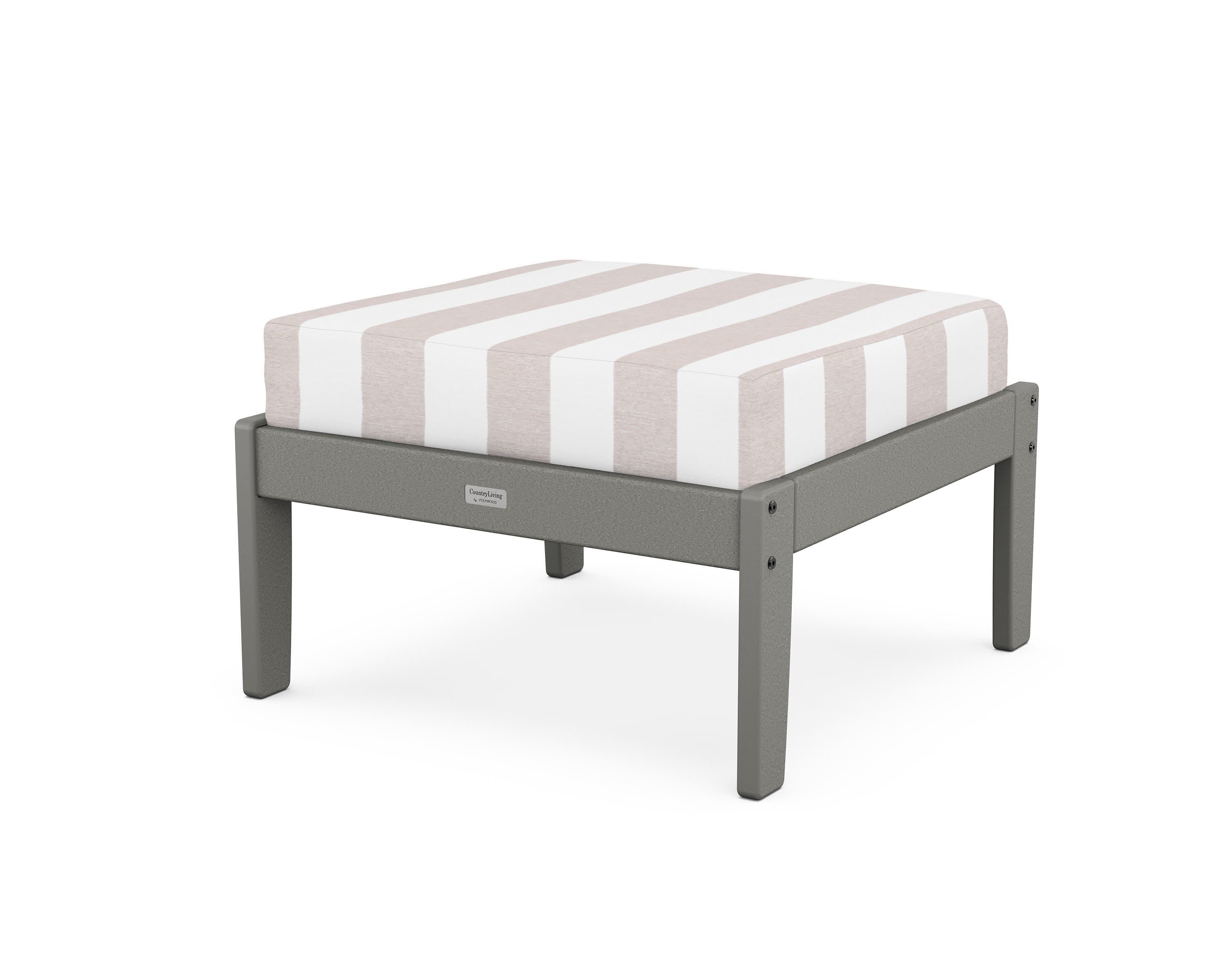 Cottage Deep Seating Ottoman in Slate Grey / Cabana Stripe Dune Burlap