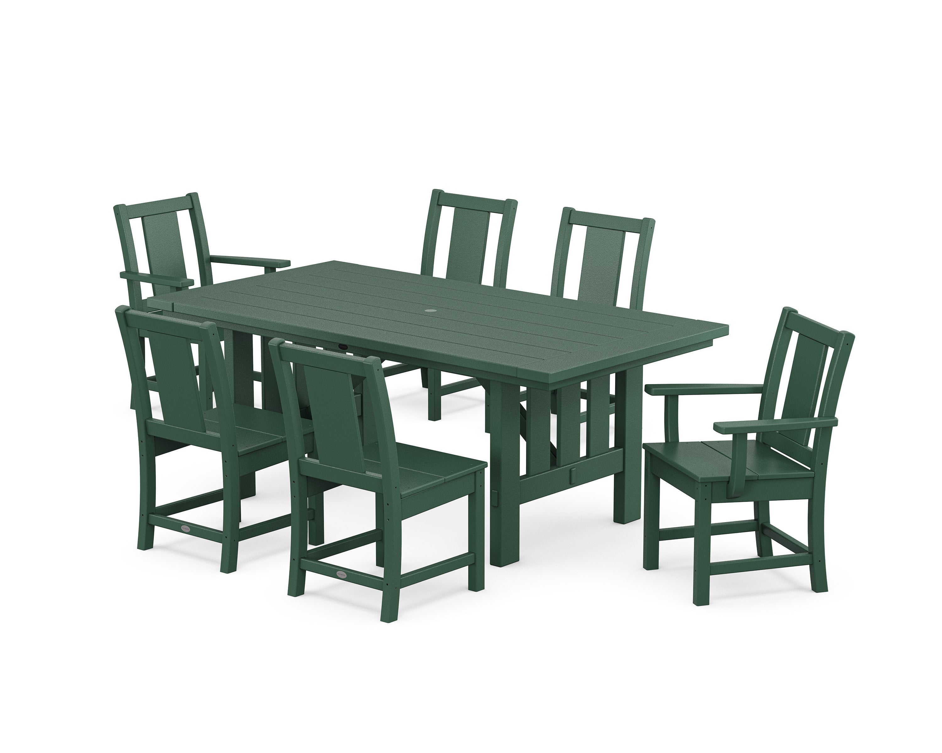 Prairie 7-Piece Dining Set with Mission Table in Green