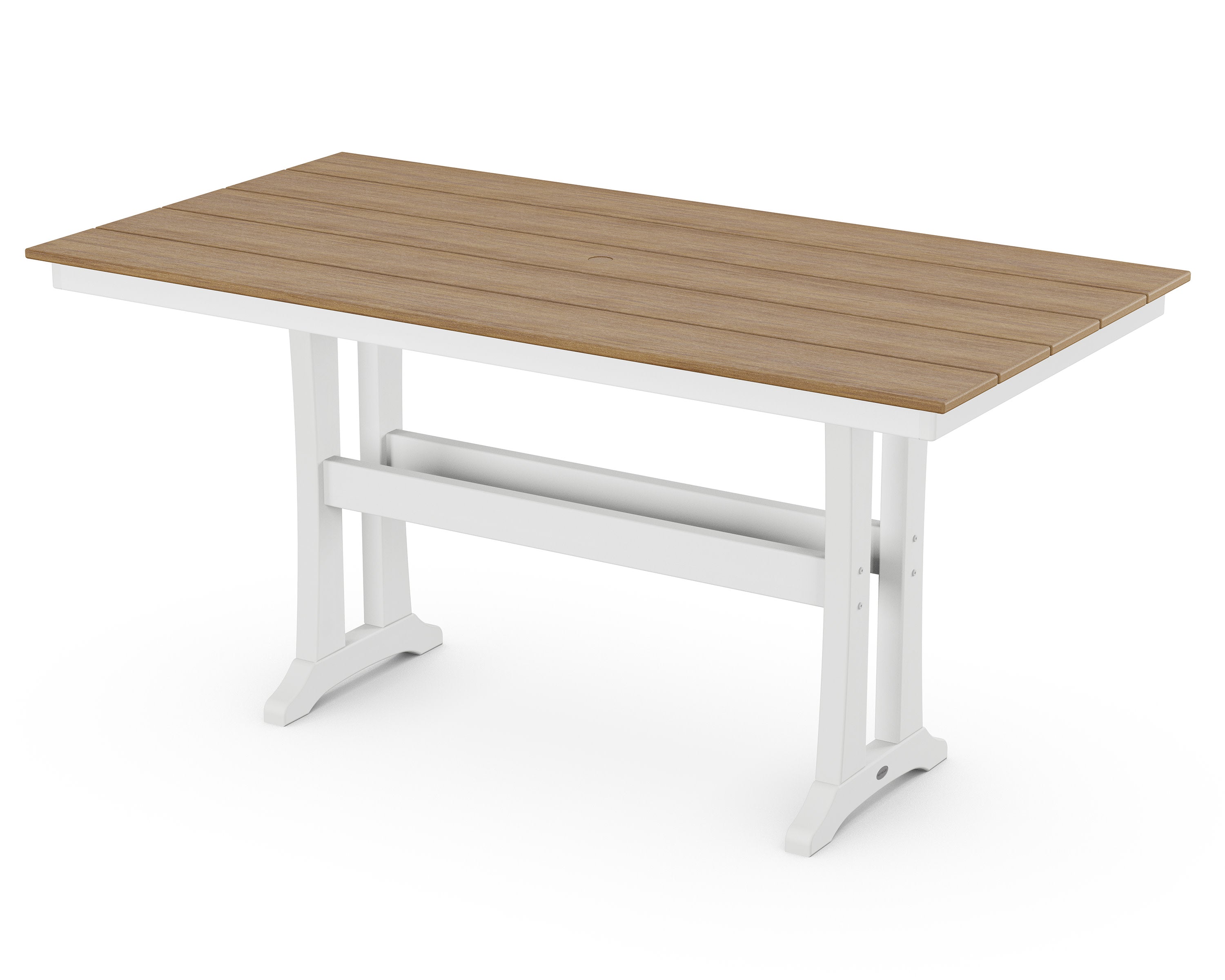 Farmhouse Trestle 37" x 72" Counter Table in White / Natural
