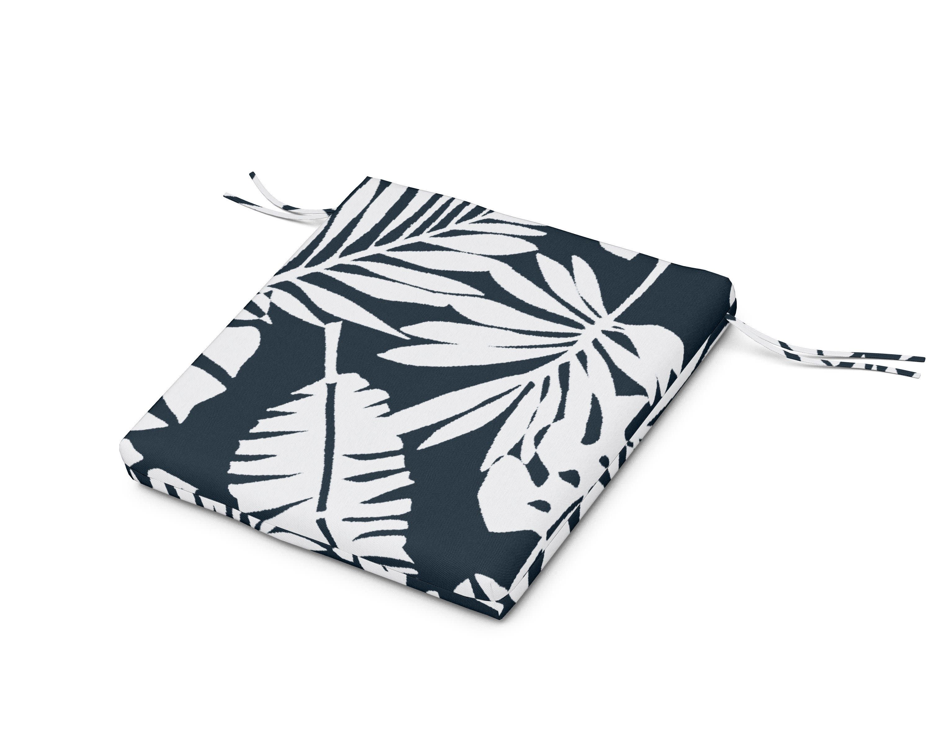Seat Cushion - 20"D x 20"W x 2.5"H in Leaf Marine Indigo