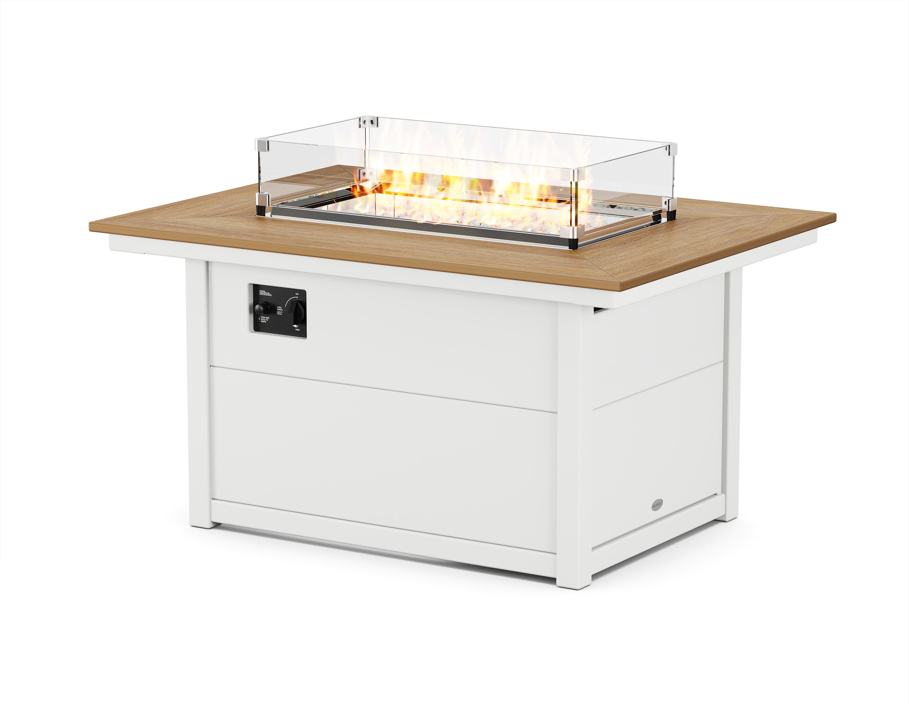 Rectangle 34" X 46" Fire Pit Table in White / Natural