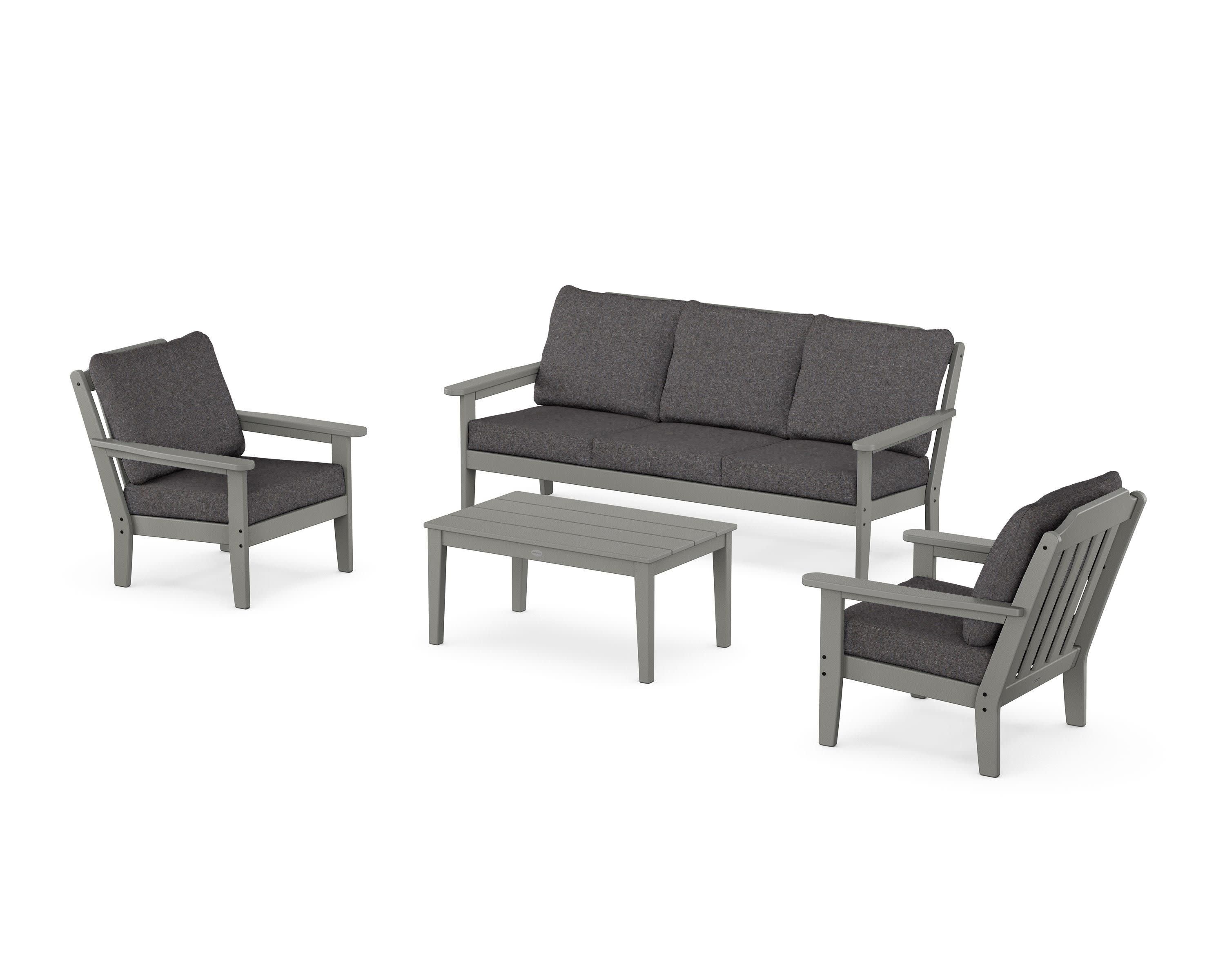 Cottage 4-Piece Deep Seating Set with Sofa in Slate Grey / Ash Charcoal