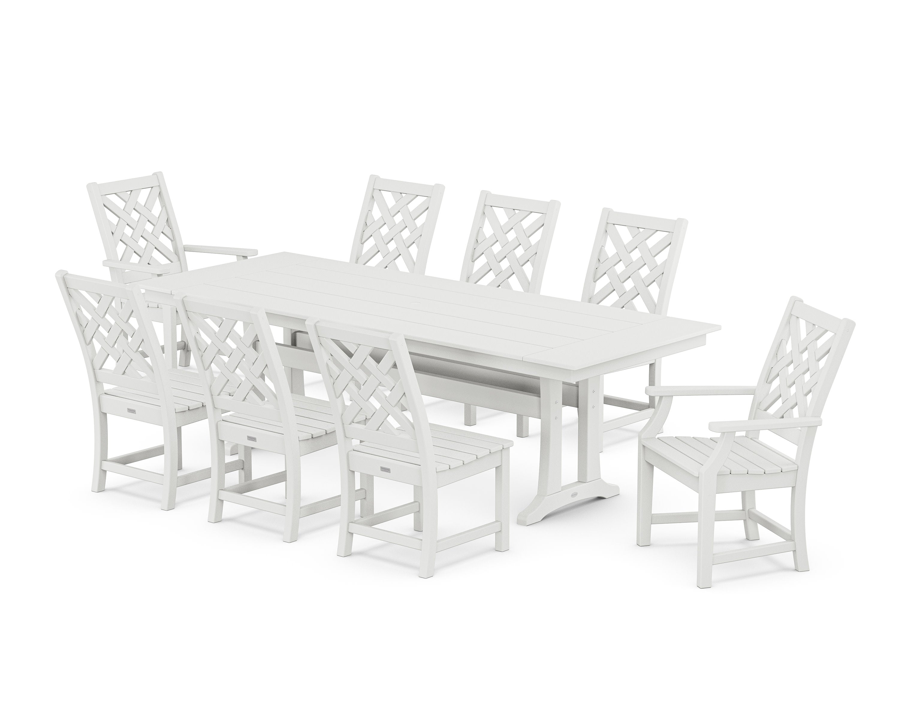 Wovendale 9-Piece Farmhouse Dining Set with Trestle Legs in White