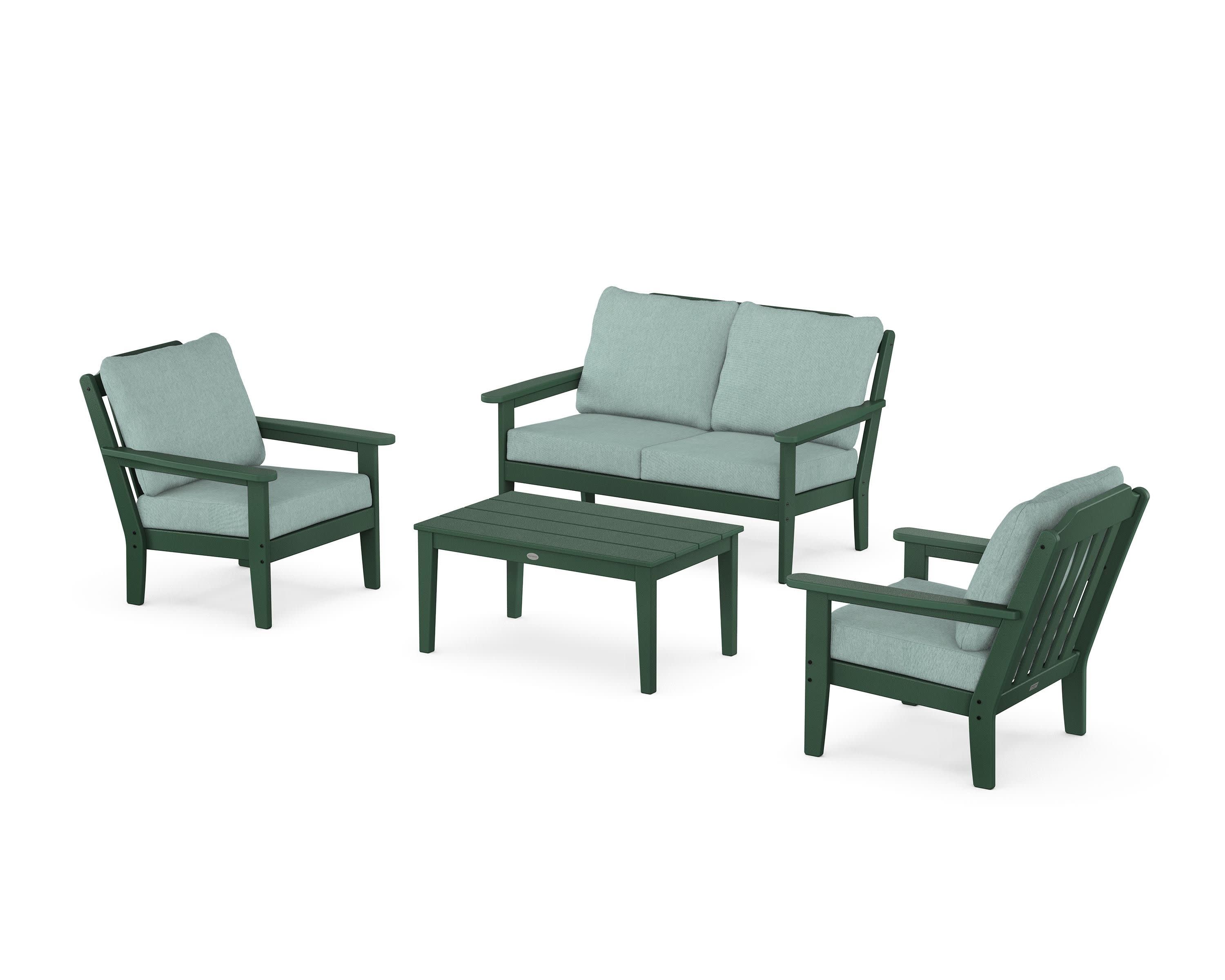 Cottage 4-Piece Deep Seating Set with Loveseat in Green / Glacier Spa
