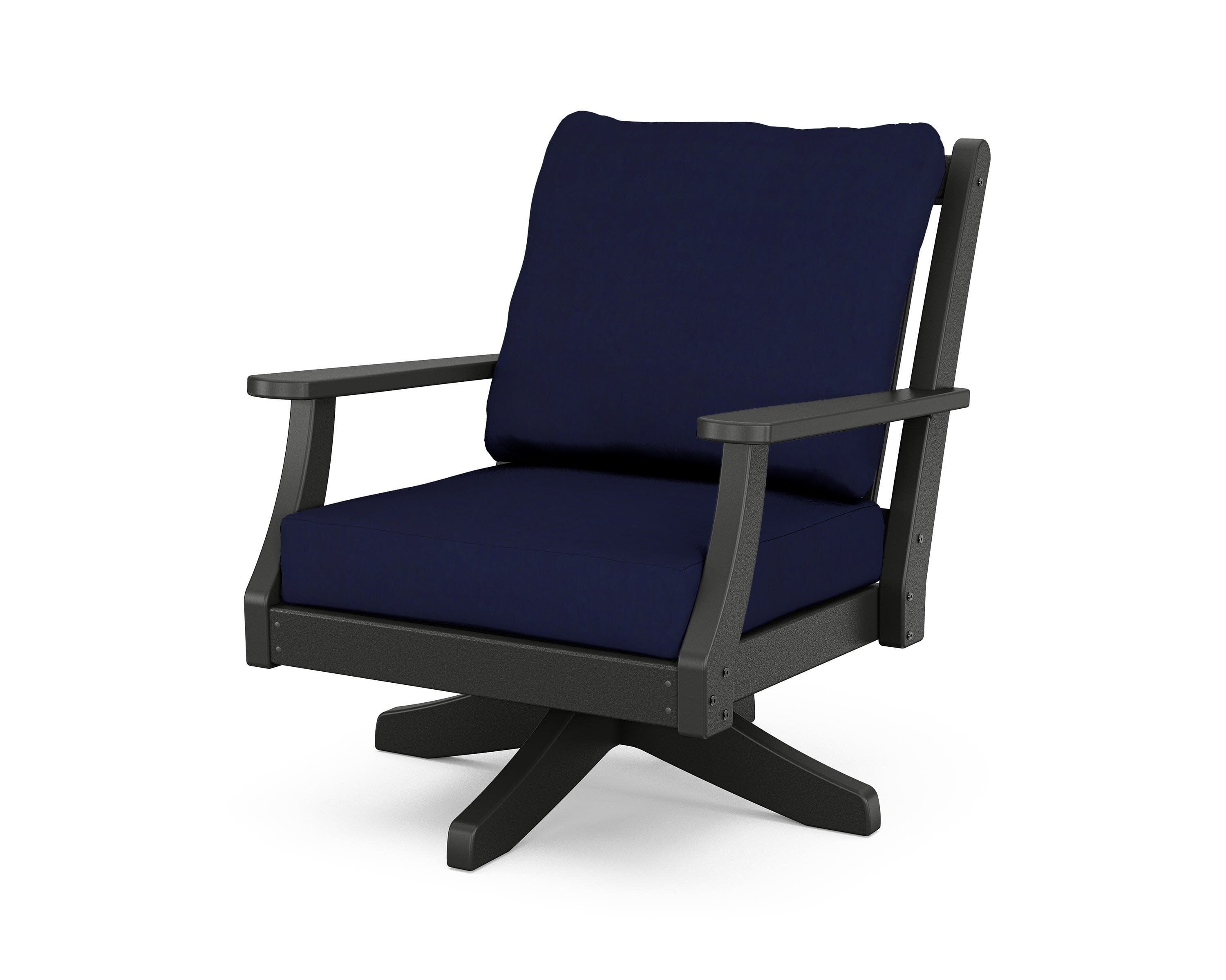 Wovendale Deep Seating Swivel Chair in Black / Navy