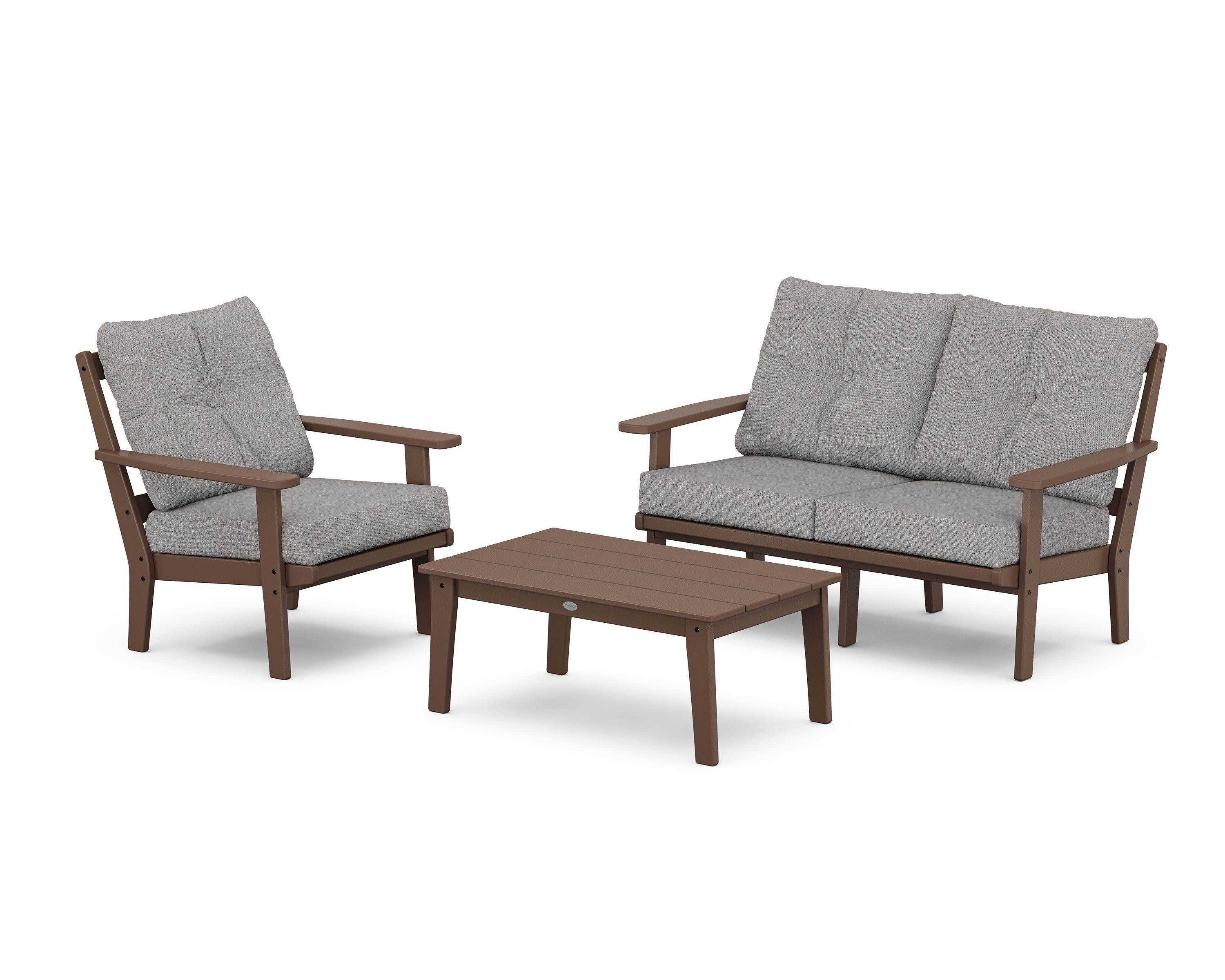 Prairie 3-Piece Deep Seating Set with Loveseat in Mahogany / Grey Mist
