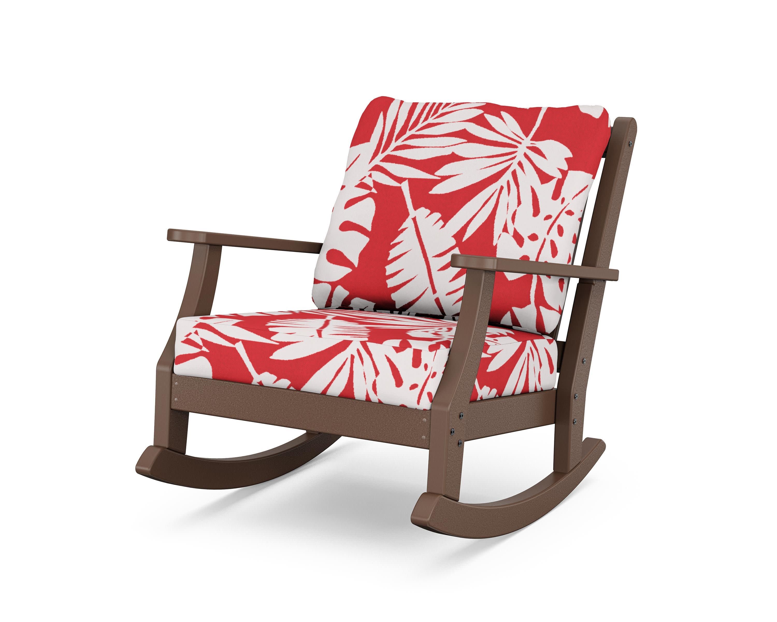 Wovendale Deep Seating Rocking Chair in Mahogany / Leaf Crimson