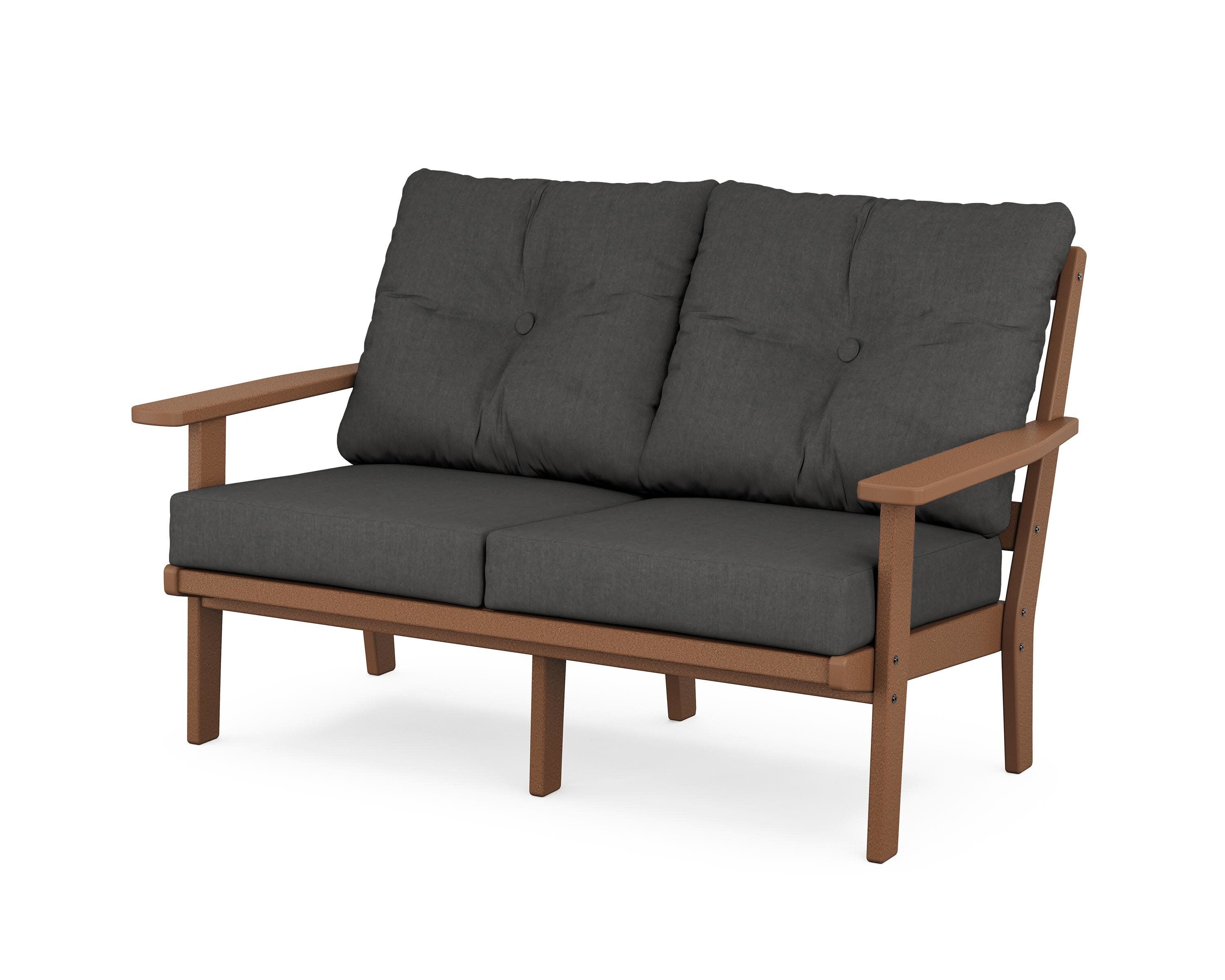 Prairie Deep SeatingLoveseat in Teak / Spectrum Carbon