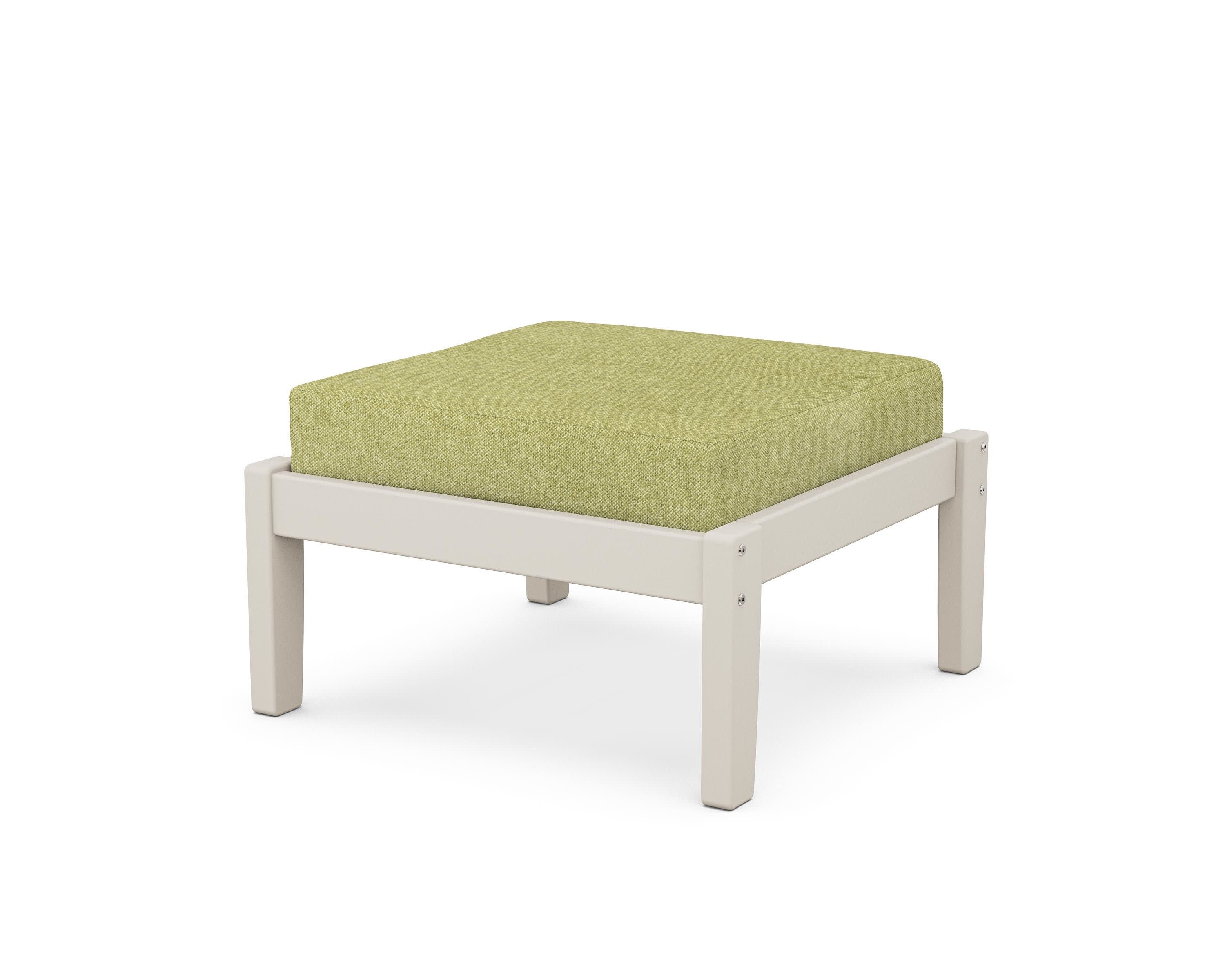 Deep Seating Ottoman in Sand / Chartreuse Boucle