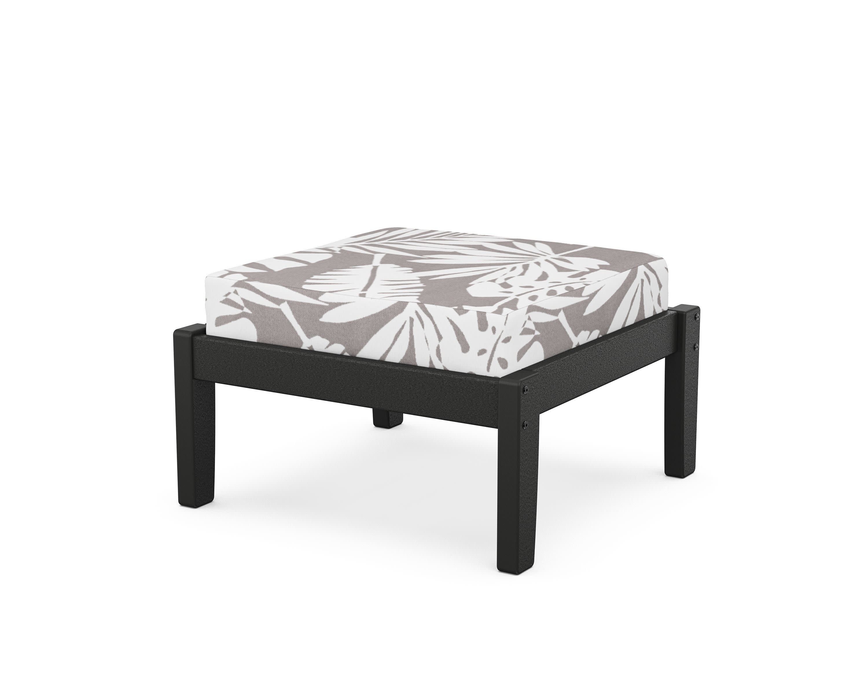Deep Seating Ottoman in Black / Leaf Grey Mist