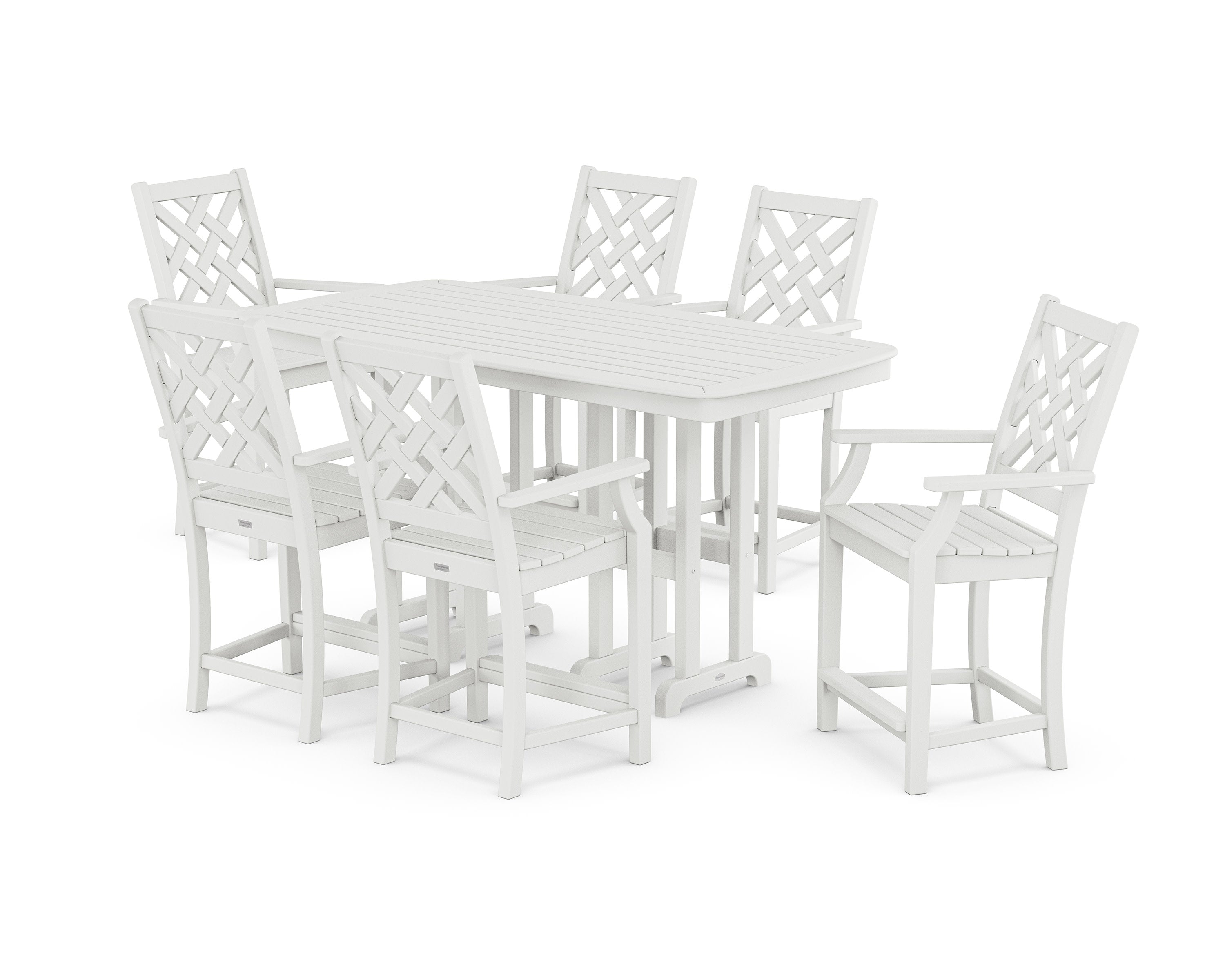 Wovendale Arm Chair 7-Piece Counter Set in White