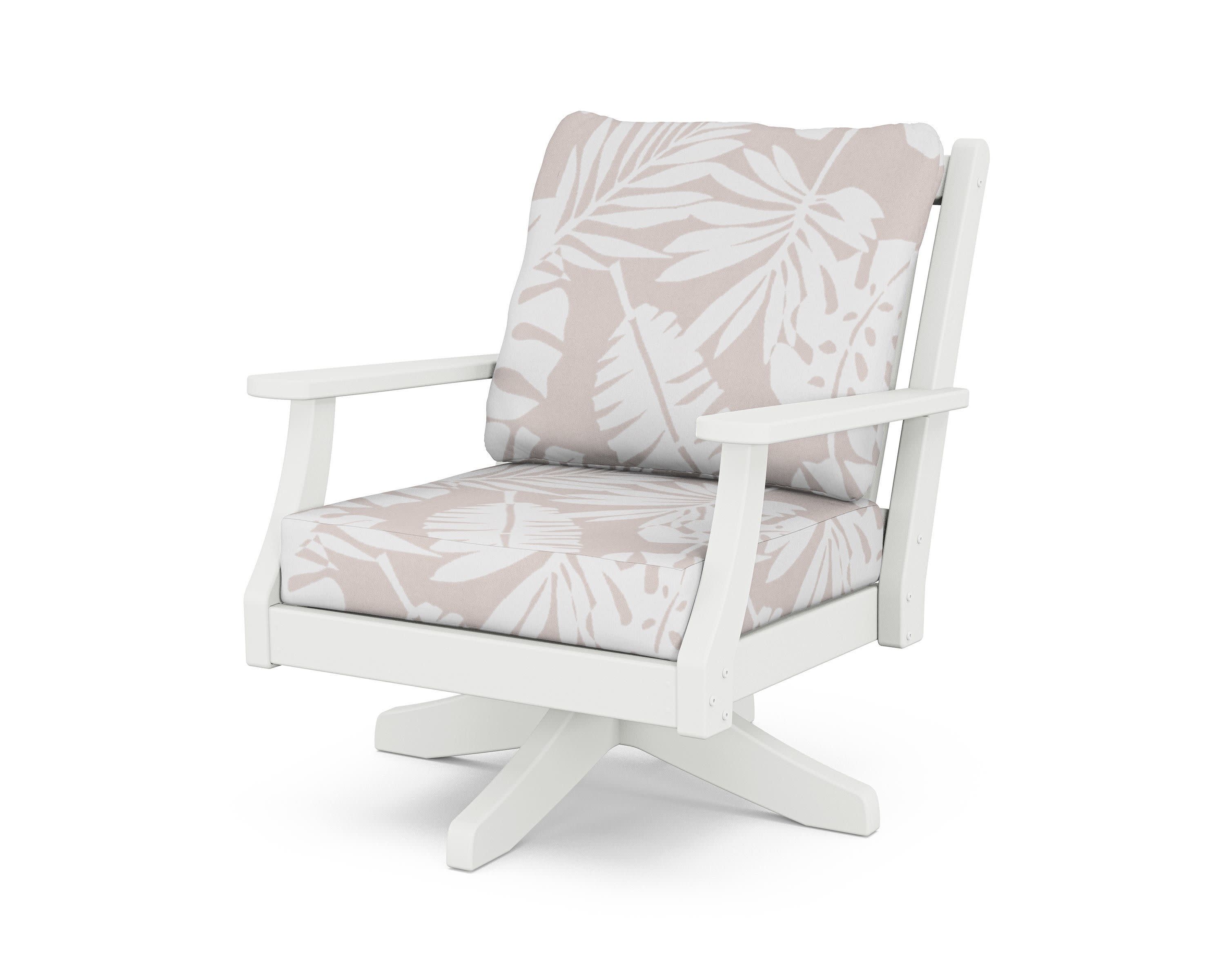 Wovendale Deep Seating Swivel Chair in White / Leaf Dune Burlap