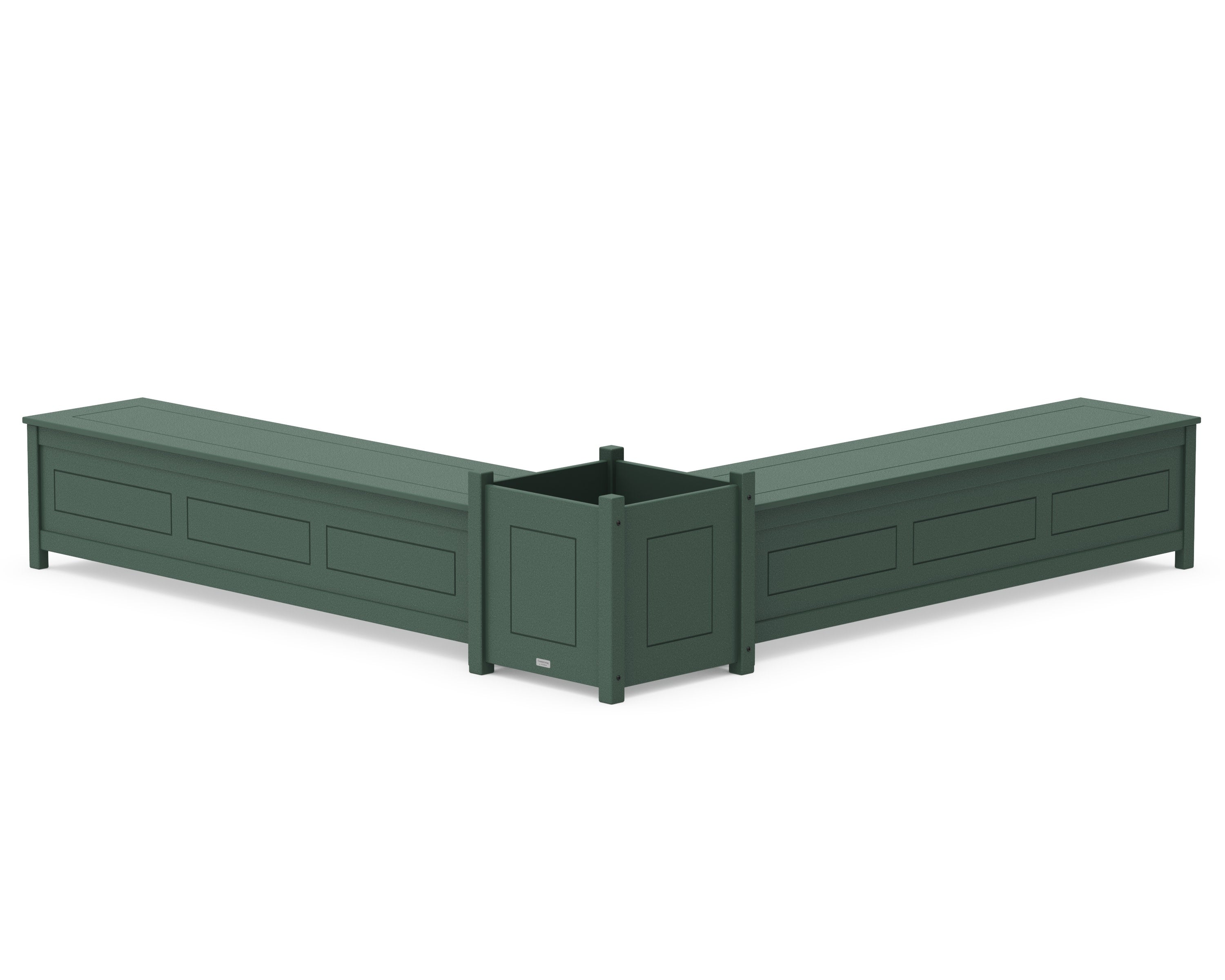 72" Country Living L- Shaped Planter Storage Bench Set- Large in Green