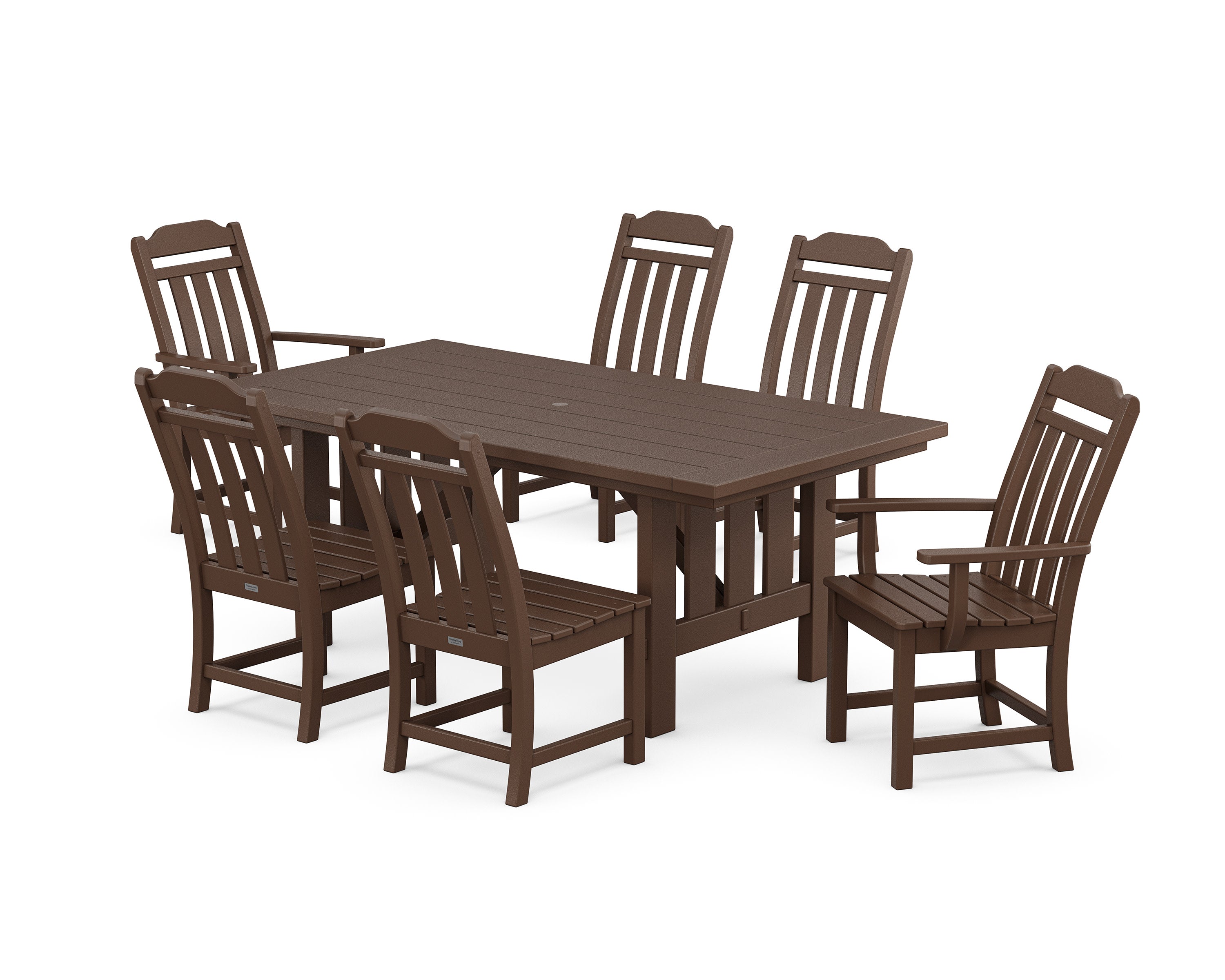 Cottage 7-Piece Dining Set with Mission Table in Mahogany