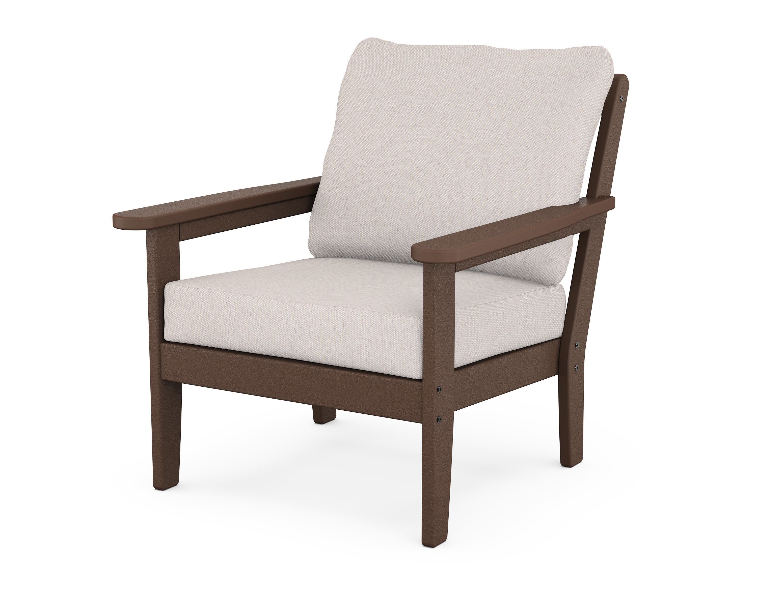 Cottage Deep Seating Chair in Mahogany / Dune Burlap