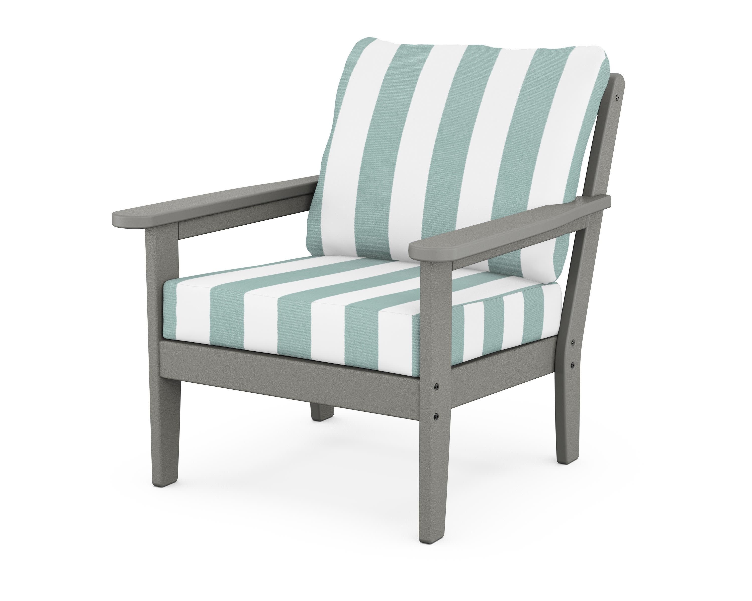 Cottage Deep Seating Chair in Slate Grey / Cabana Stripe Glacier Spa