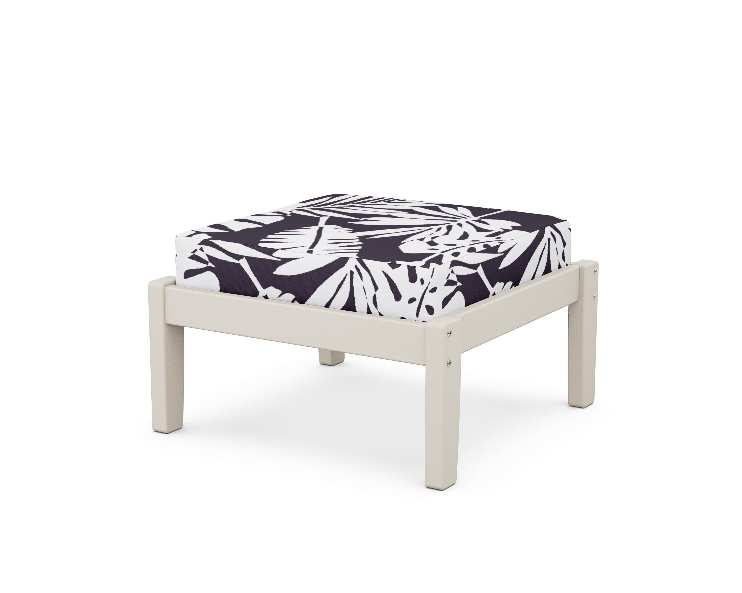 Deep Seating Ottoman in Sand / Leaf Navy
