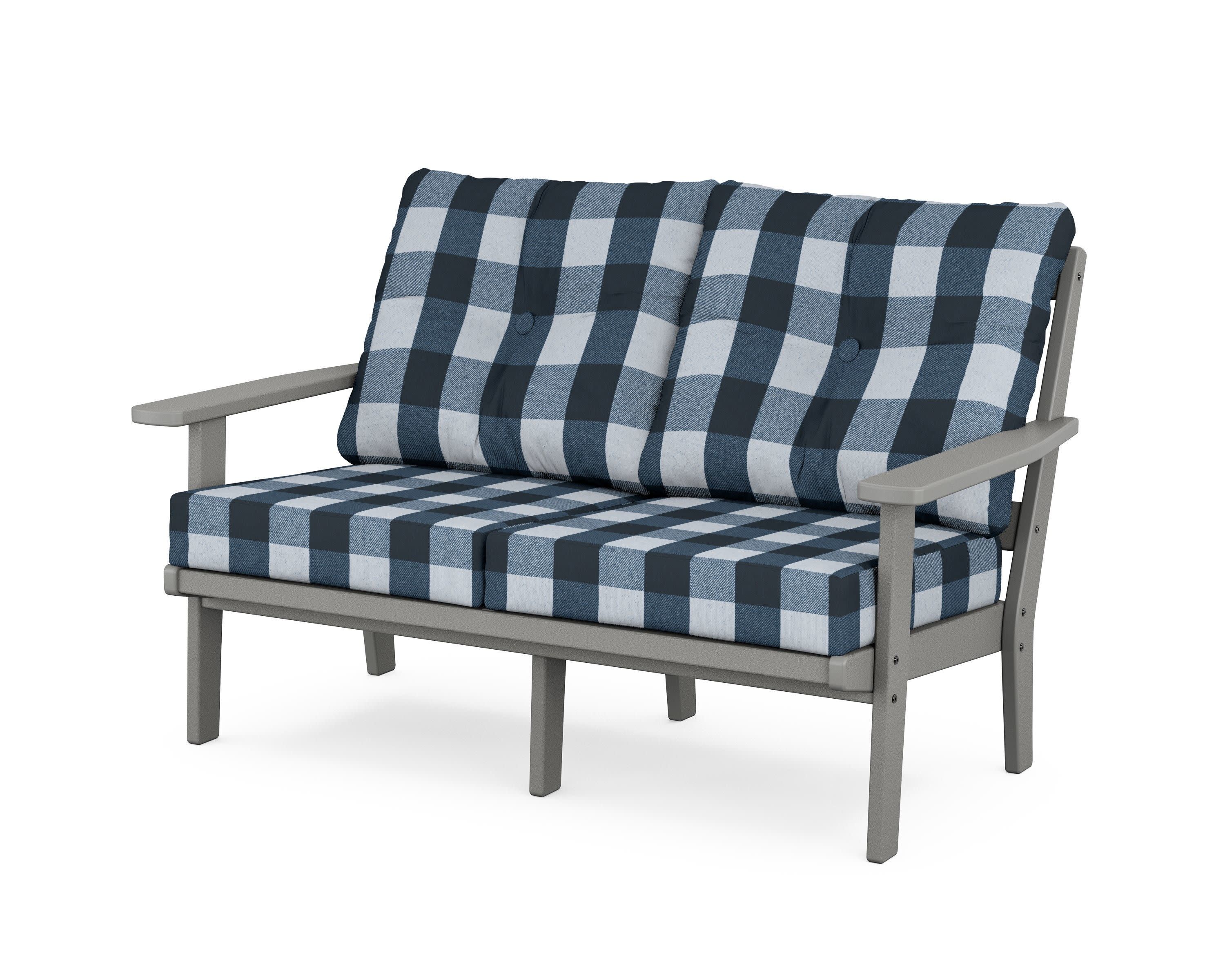 Prairie Deep SeatingLoveseat in Slate Grey / Buffalo Plaid Marine Indigo