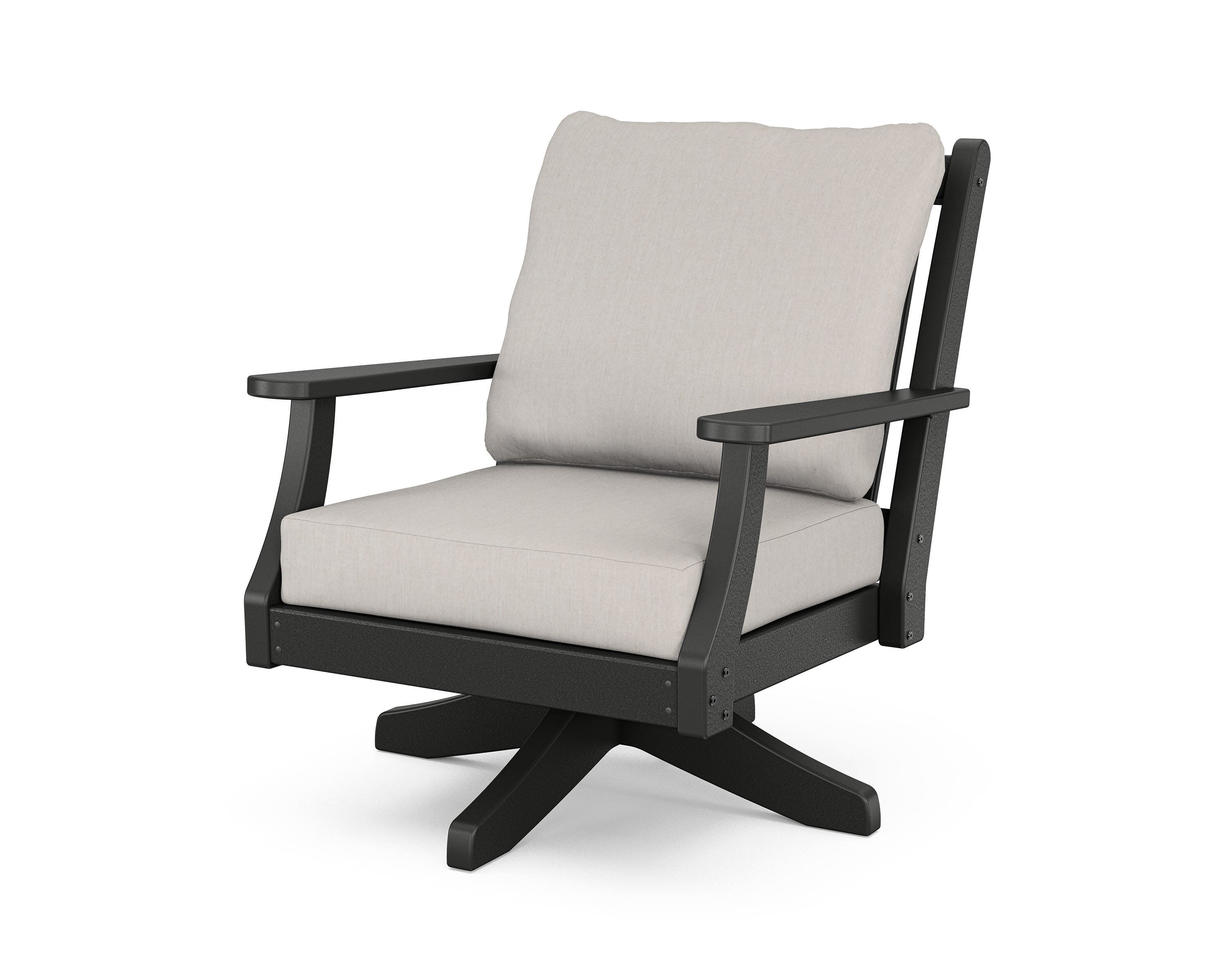 Wovendale Deep Seating Swivel Chair in Black / Cast Ash