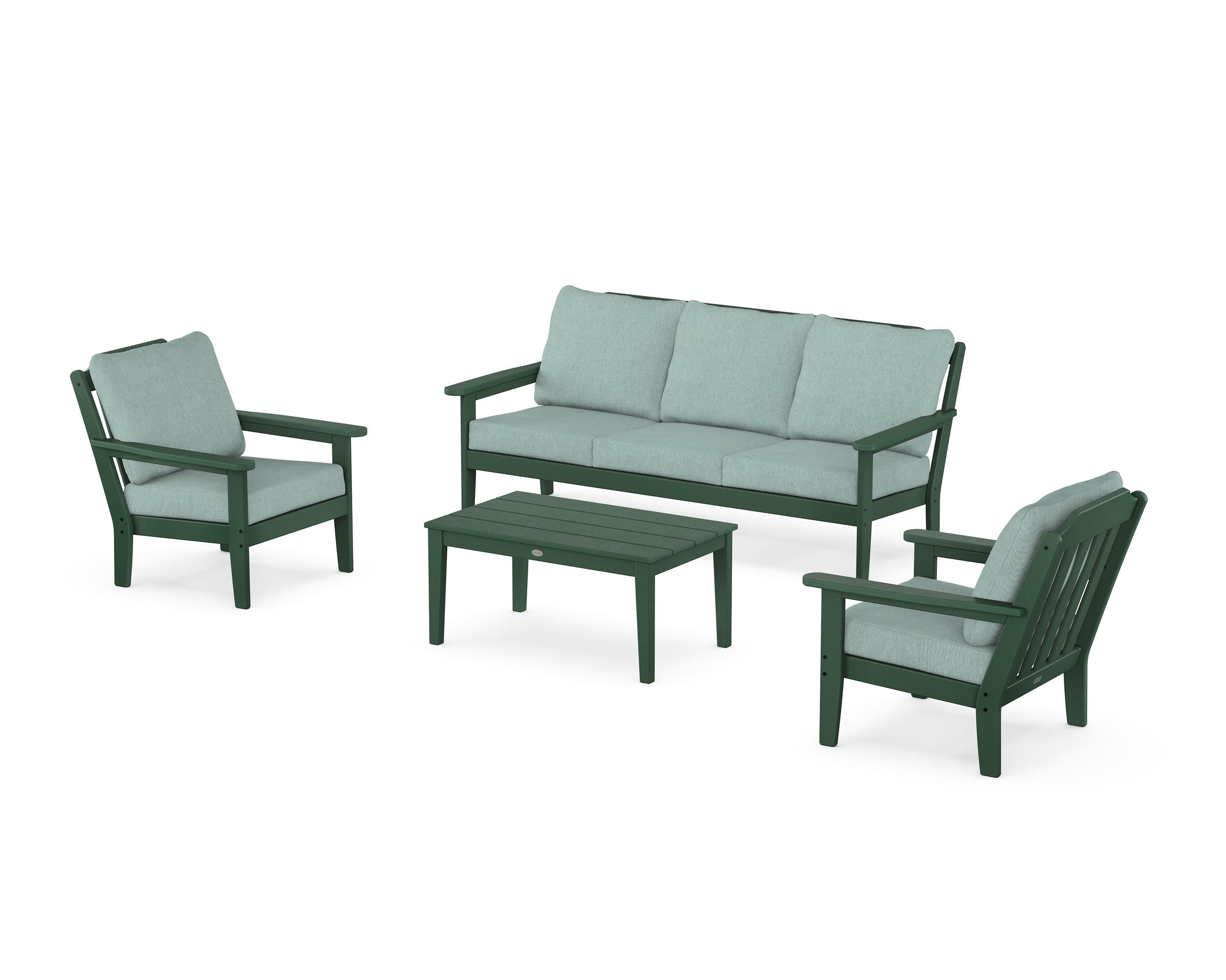 Cottage 4-Piece Deep Seating Set with Sofa in Green / Glacier Spa