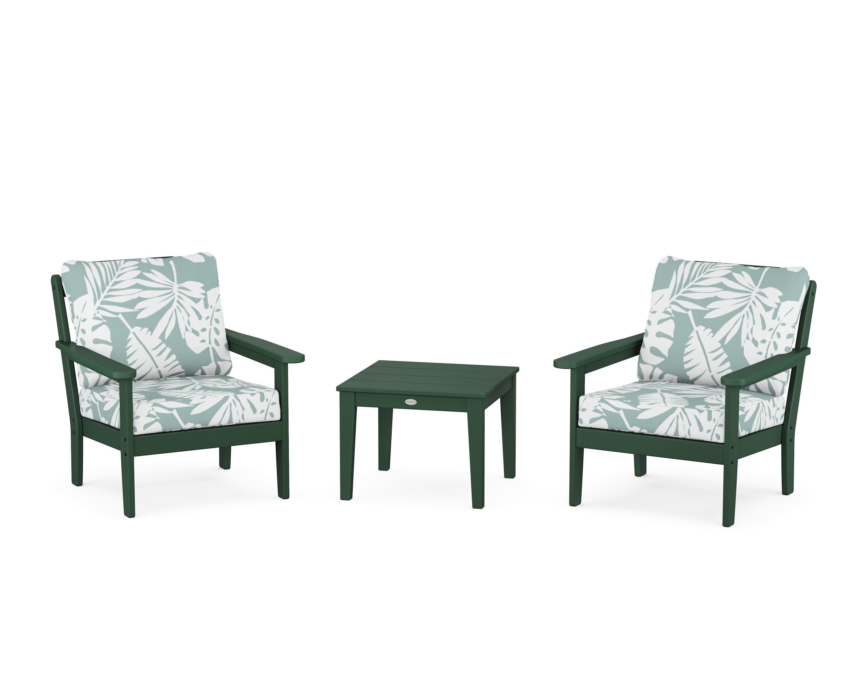 Cottage 3-Piece Deep Seating Set in Green / Leaf Glacier Spa