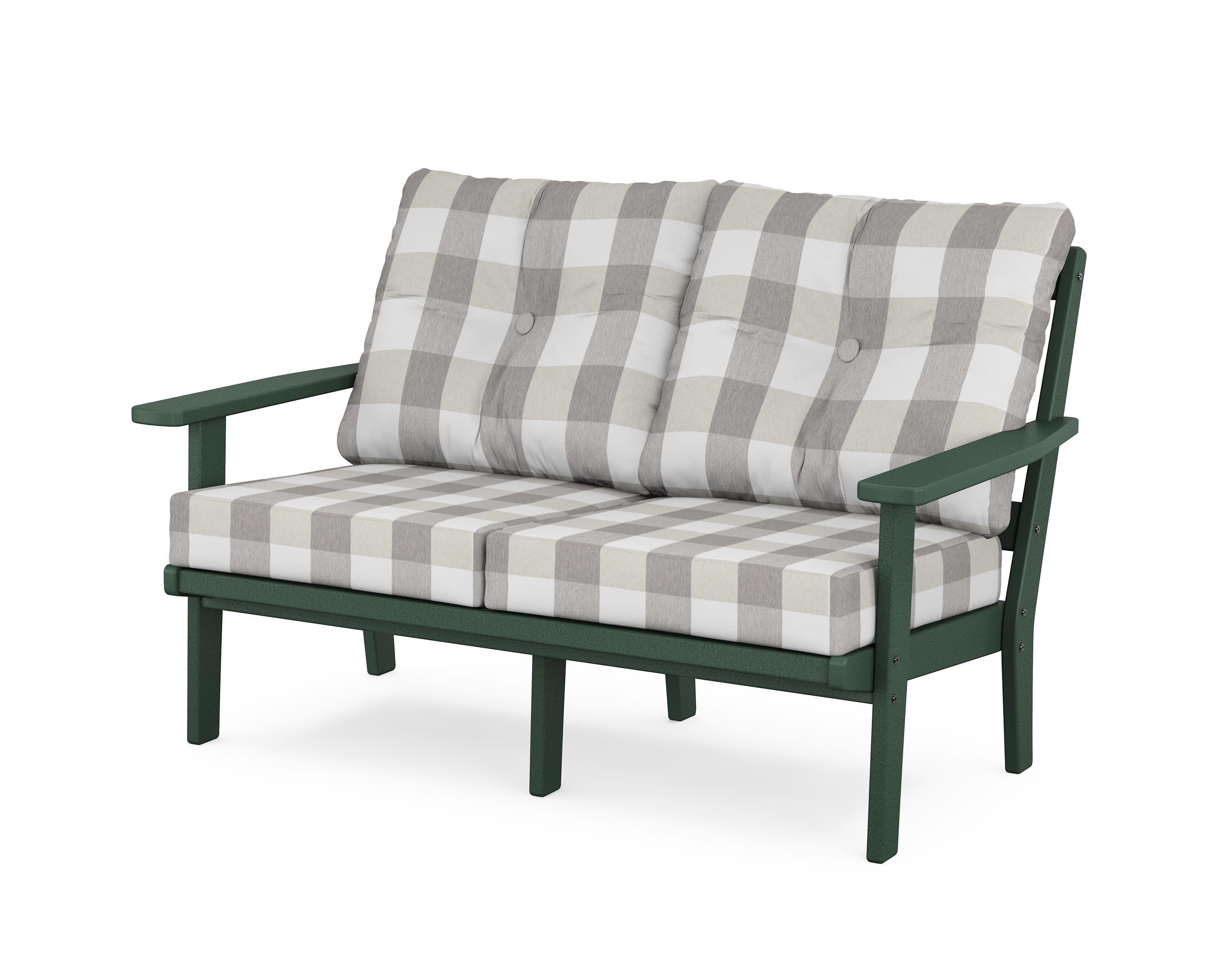 Prairie Deep SeatingLoveseat in Green / Buffalo Plaid Grey Mist