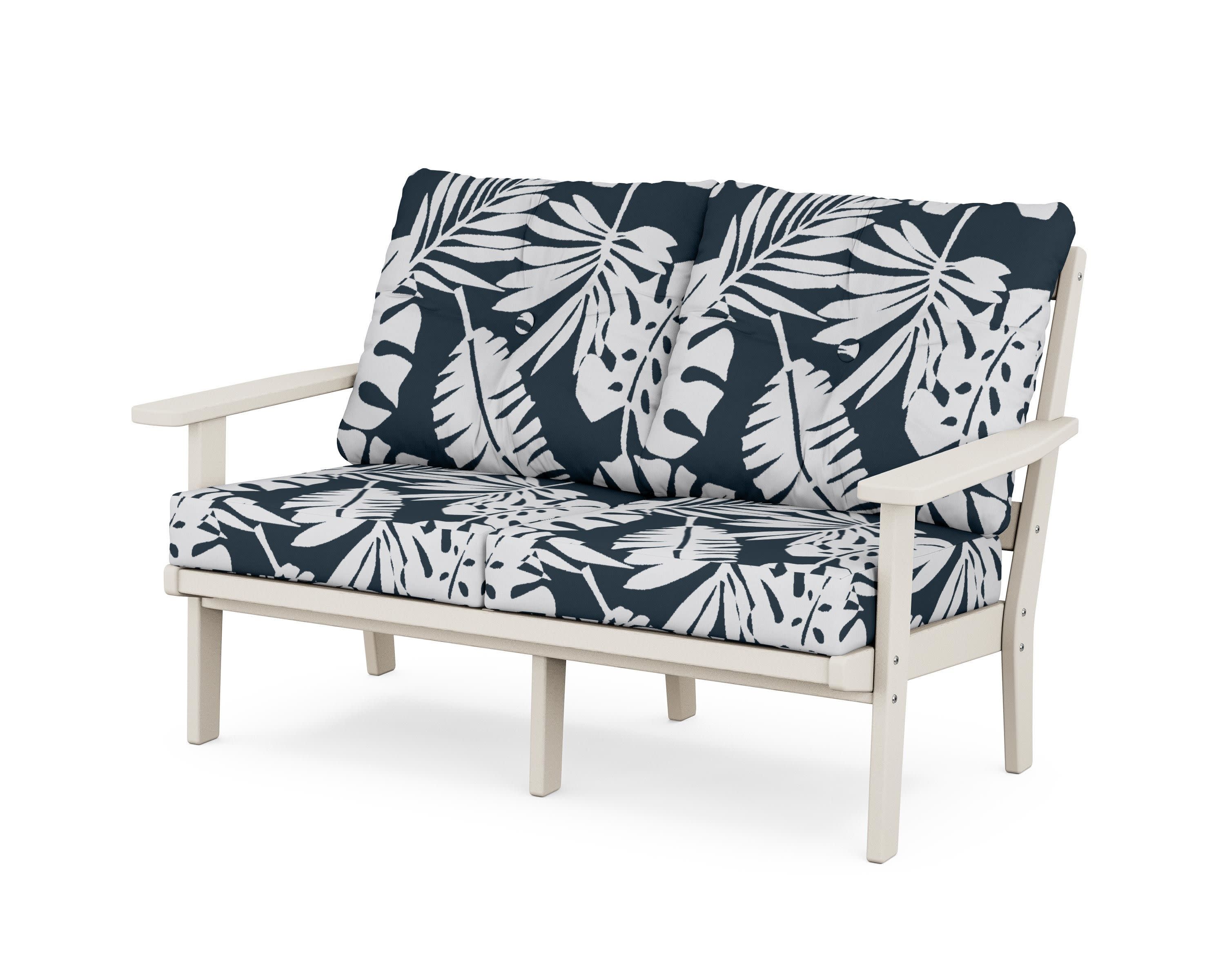 Prairie Deep SeatingLoveseat in Sand / Leaf Marine Indigo
