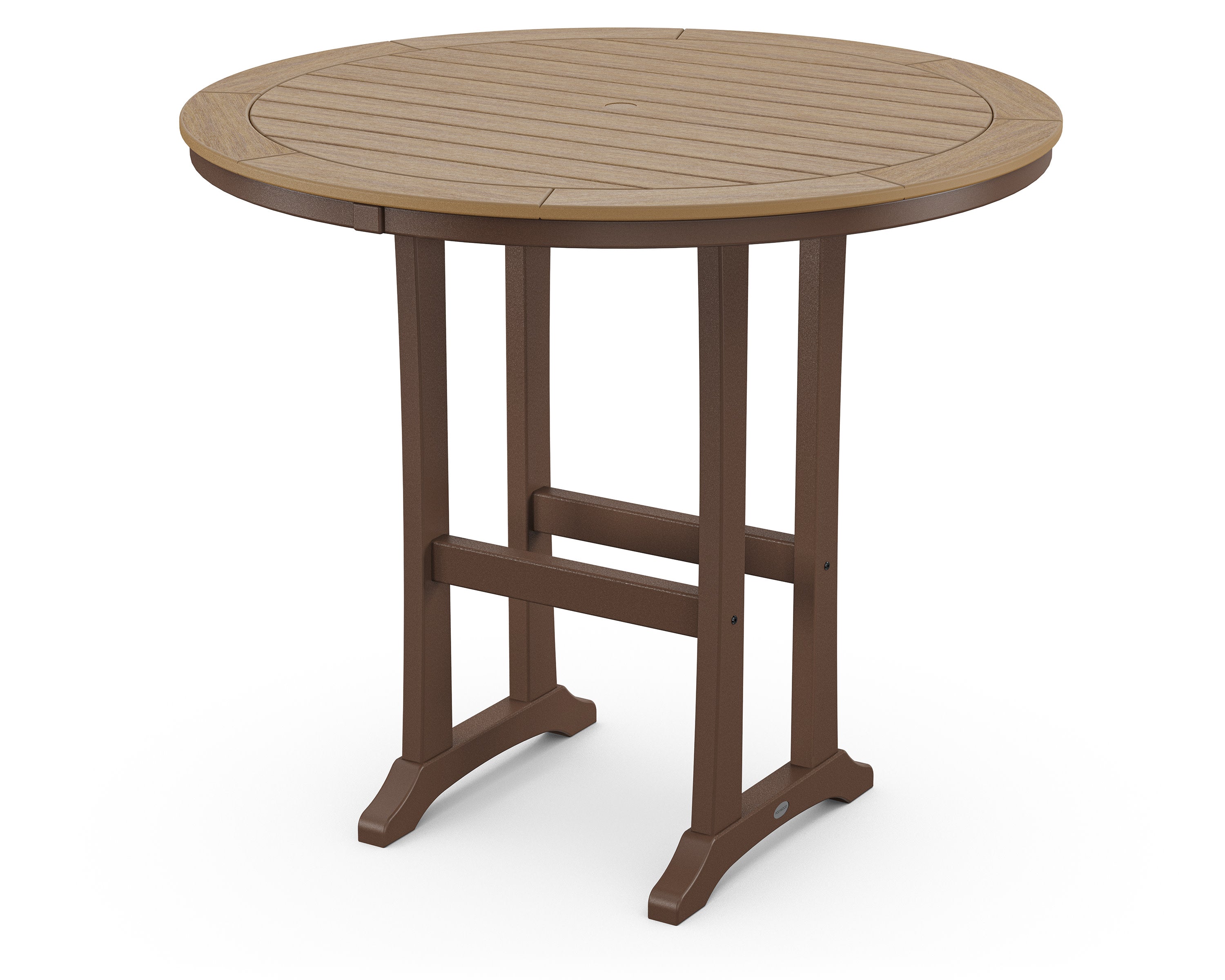 Nautical Trestle 48" Round Bar Table in Mahogany / Natural