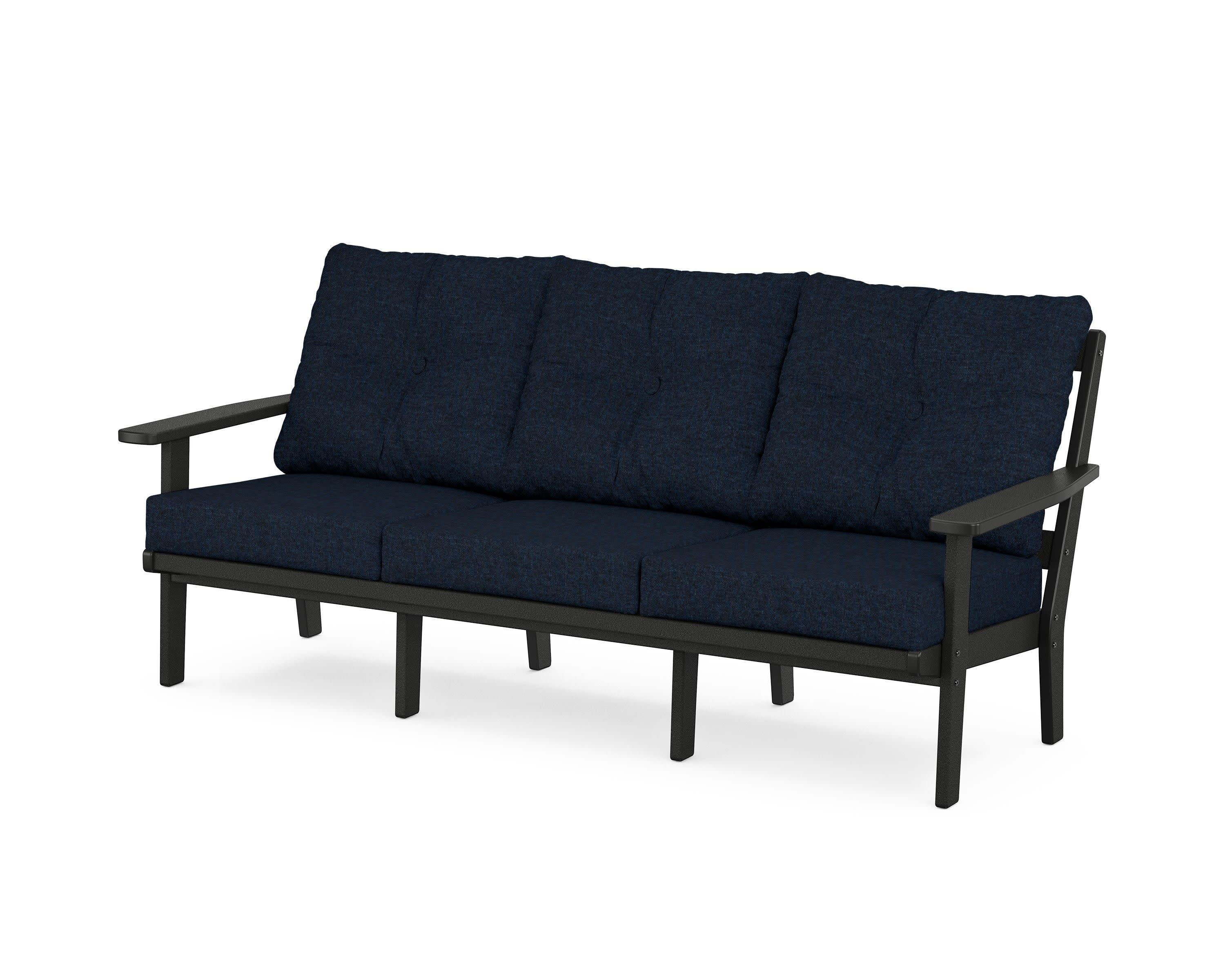 PrairieDeep Seating Sofa in Black / Marine Indigo