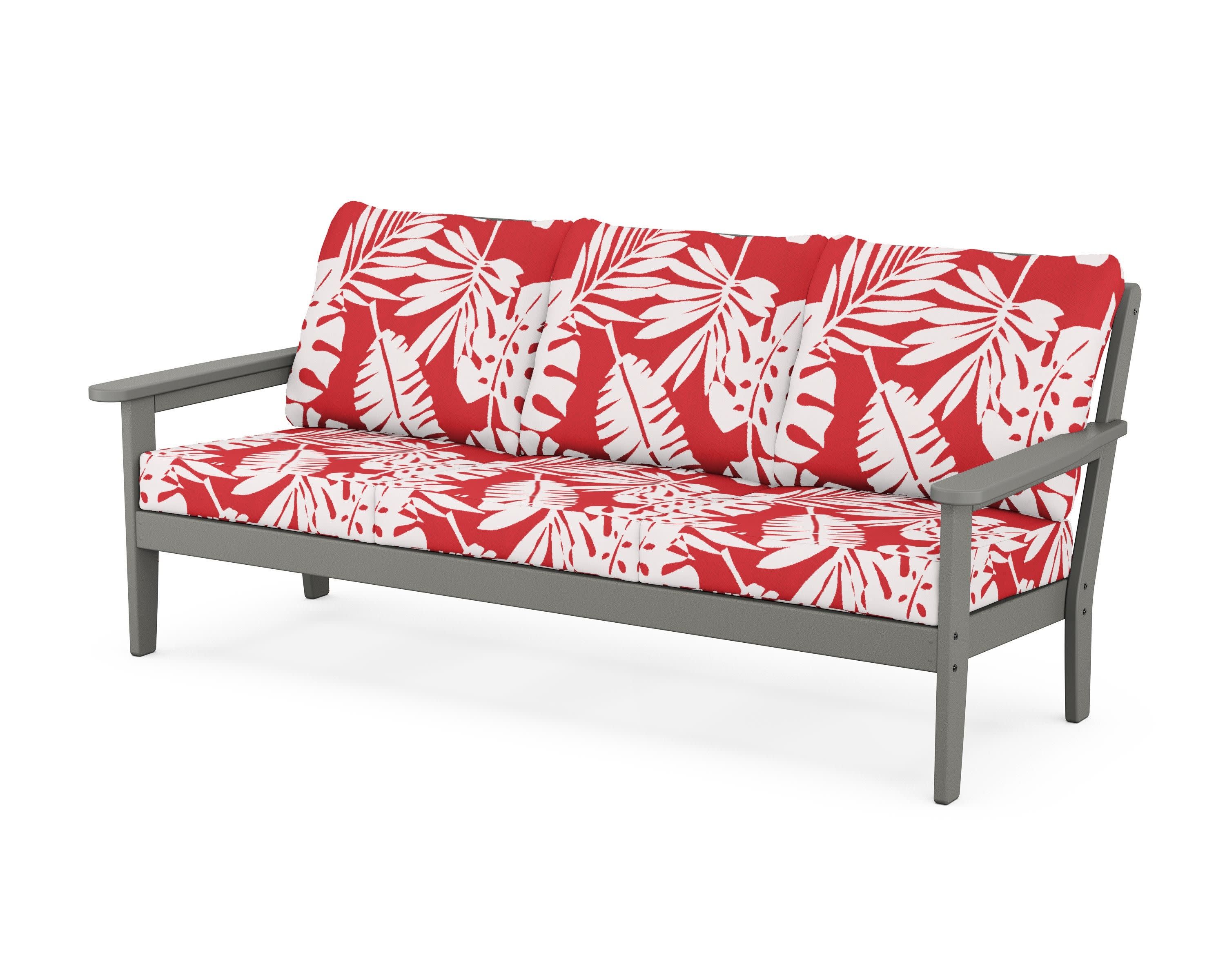 Cottage Deep Seating Sofa in Slate Grey / Leaf Crimson