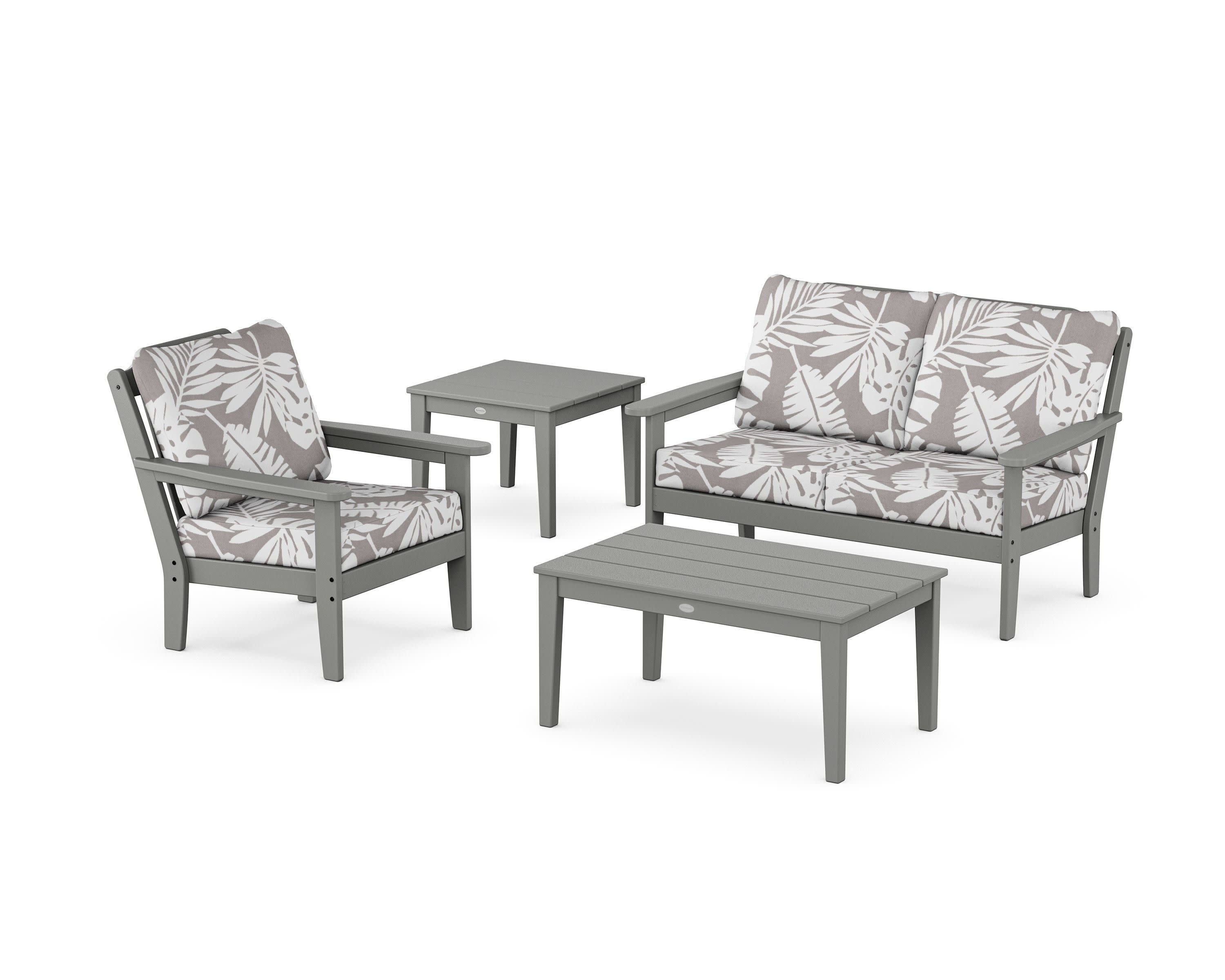 Wovendale 4-Piece Deep Seating Set in Slate Grey / Leaf Grey Mist