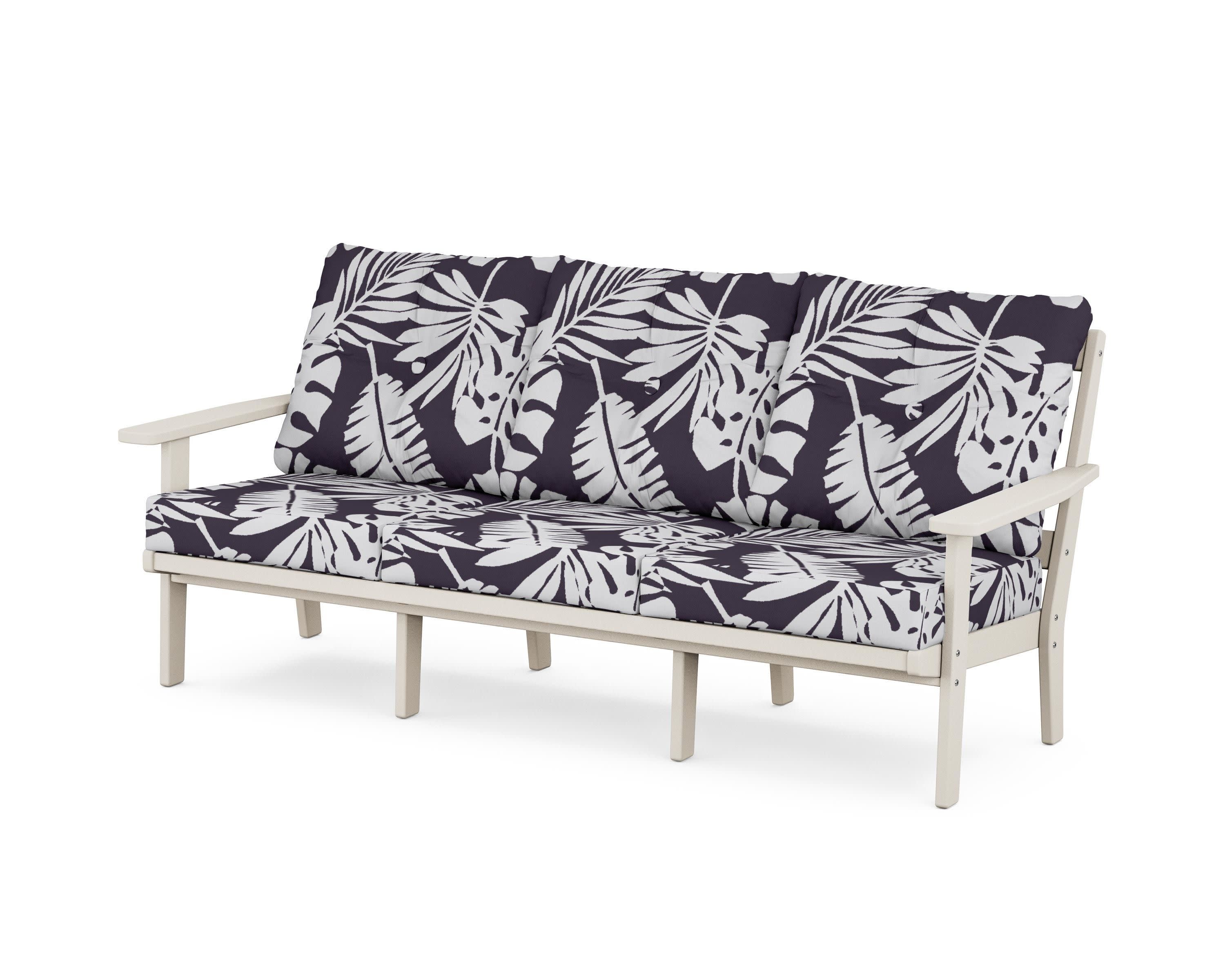 PrairieDeep Seating Sofa in Sand / Leaf Navy