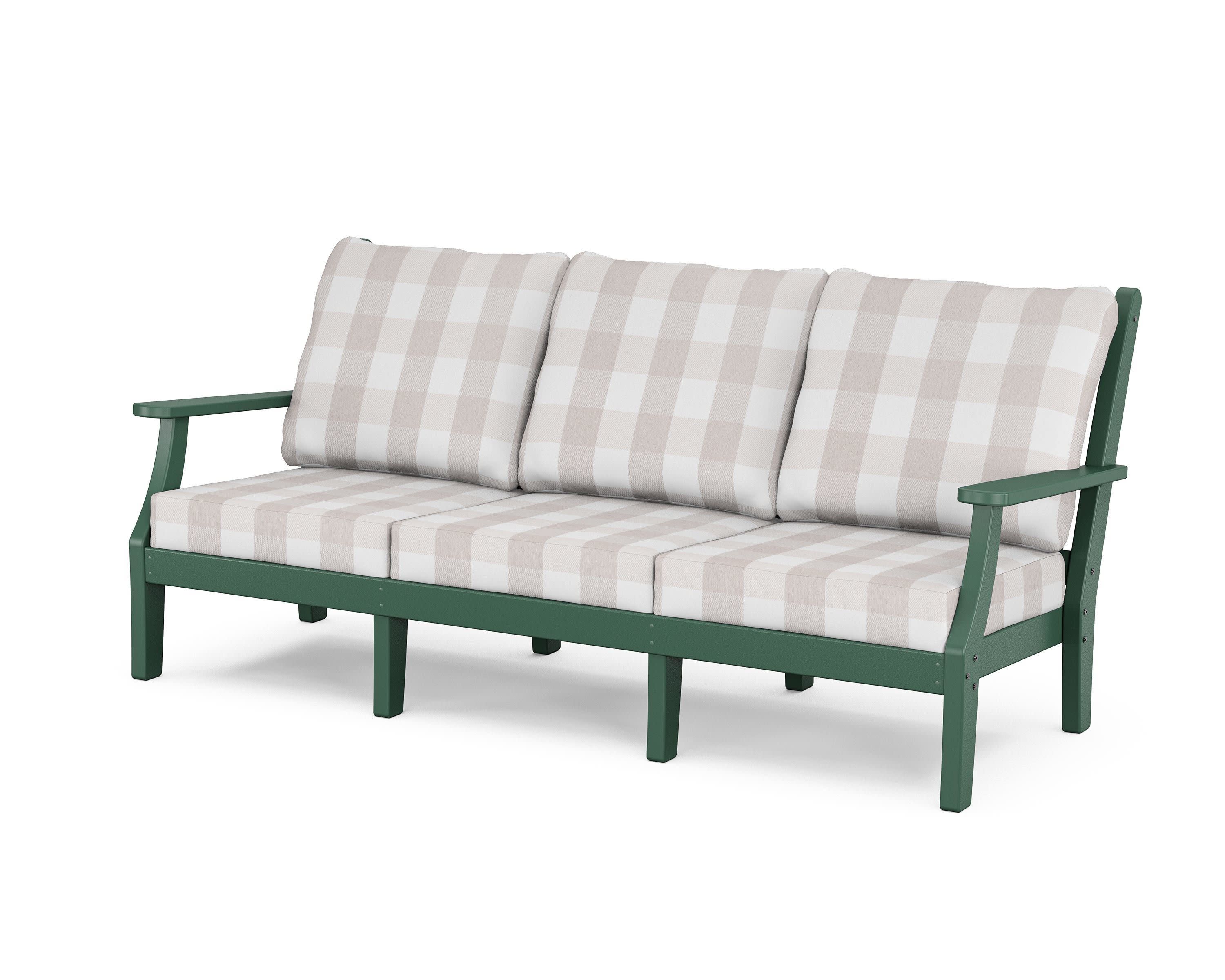 Wovendale Deep Seating Sofa in Green / Buffalo Plaid Dune Burlap