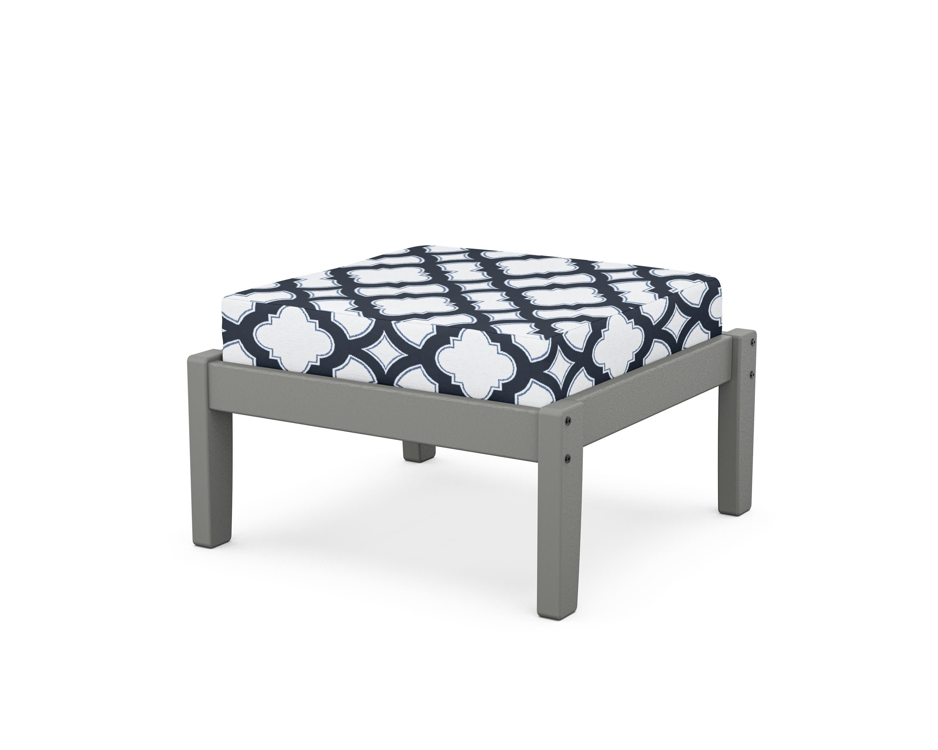 Deep Seating Ottoman in Slate Grey / Trellis Marine Indigo
