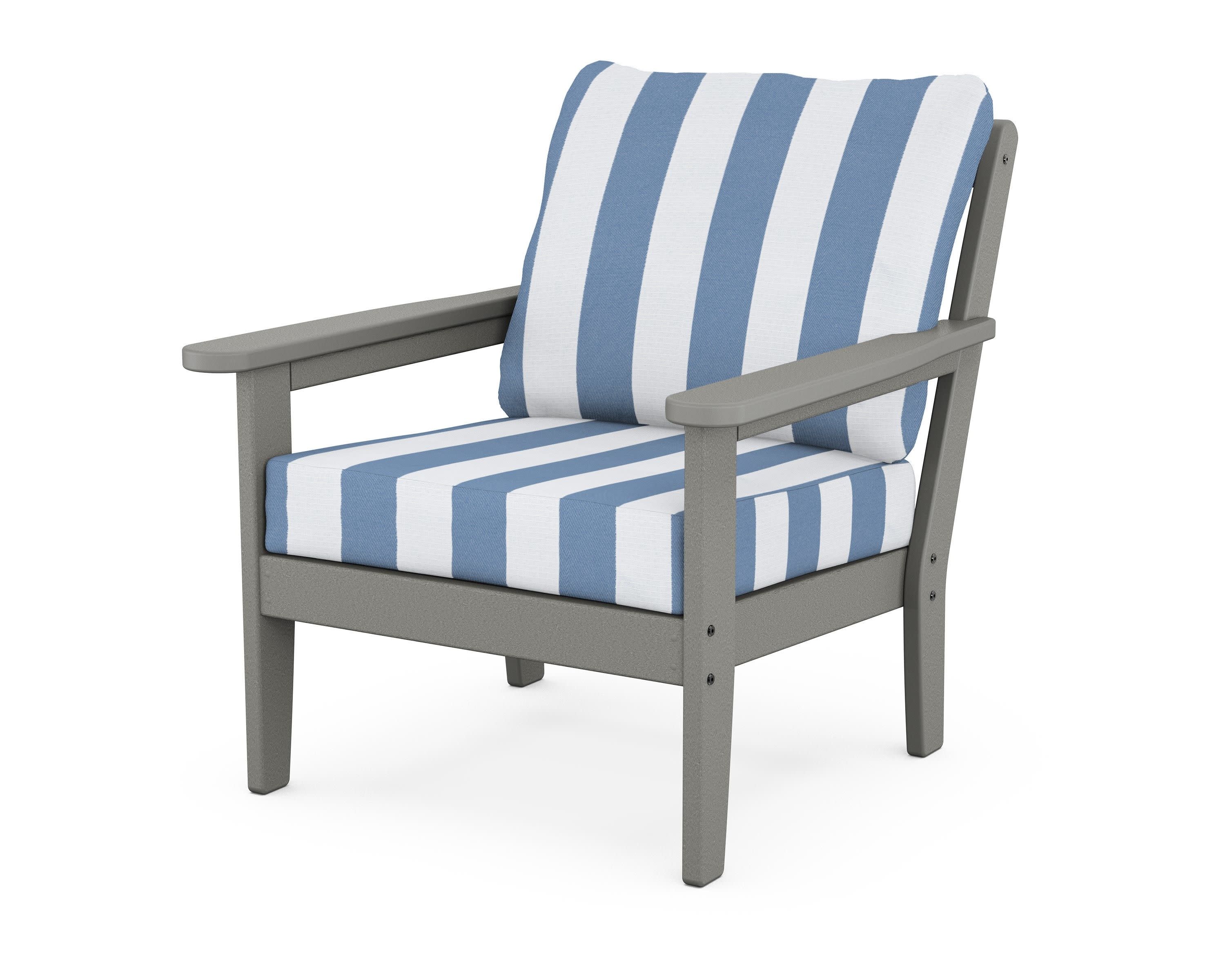 Cottage Deep Seating Chair in Slate Grey / Cabana Stripe Sky Blue