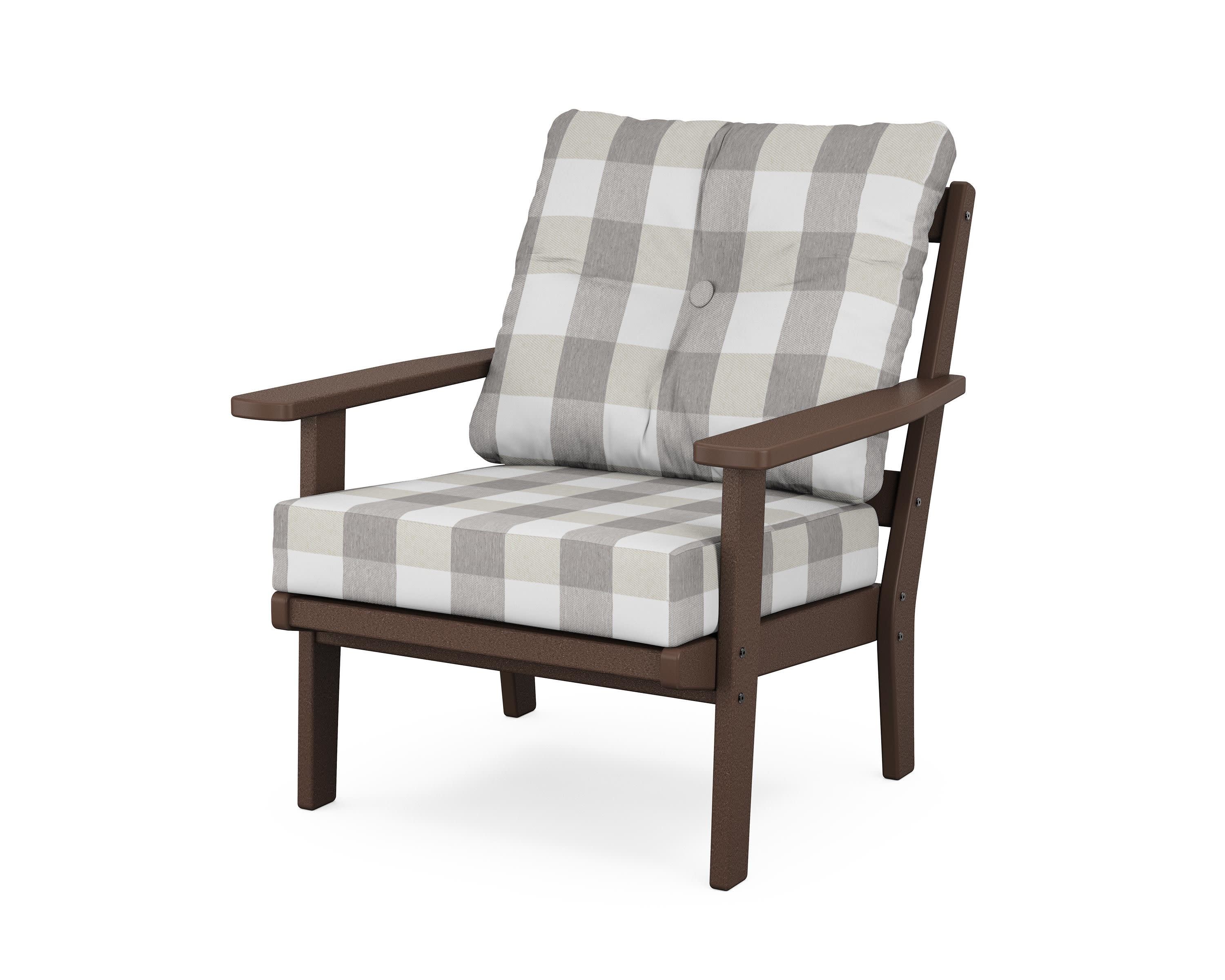 Prairie Deep Seating Chair in Mahogany / Buffalo Plaid Grey Mist