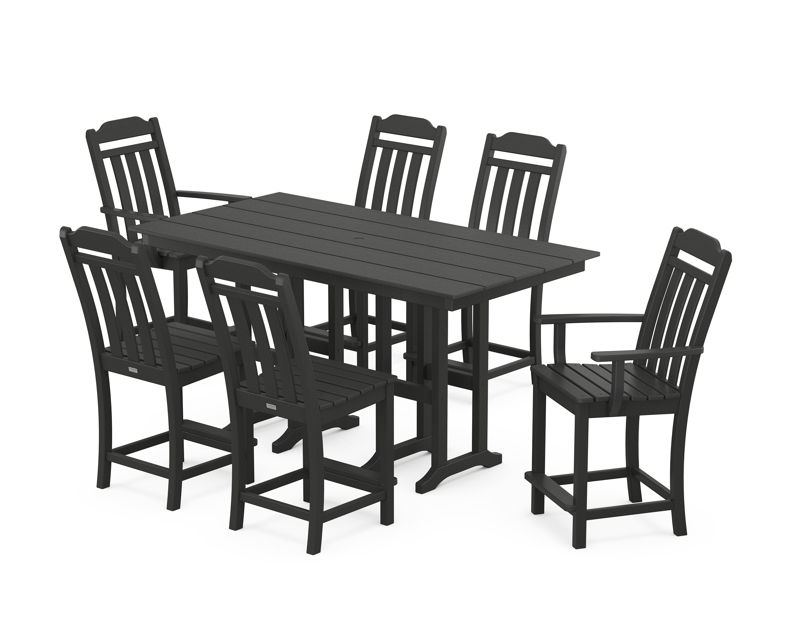 Cottage 7-Piece Farmhouse Counter Set in Black