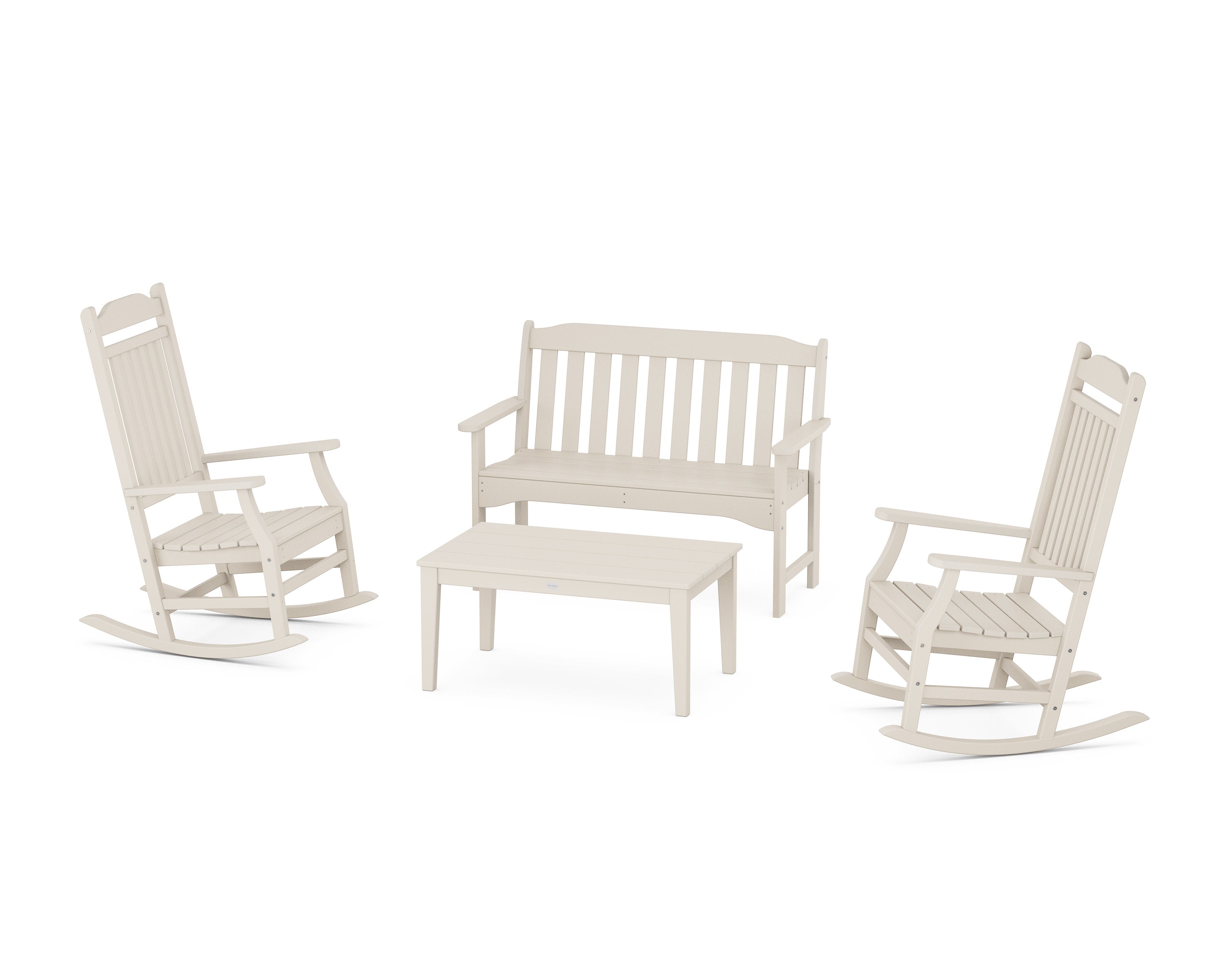Cottage Rocking Chair 4-Piece Porch Set in Sand
