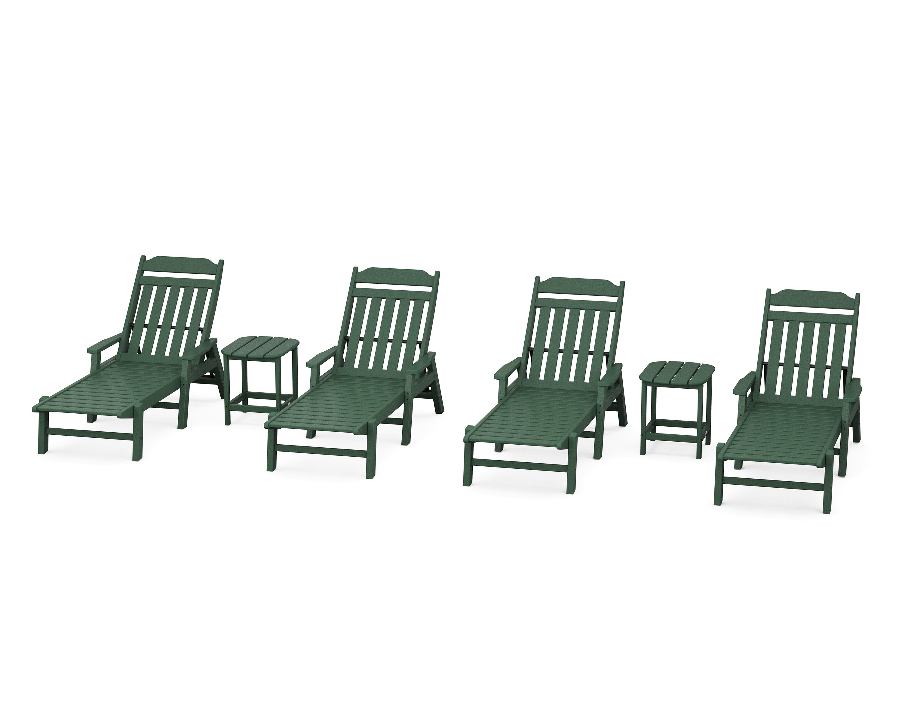 Cottage 6-Piece Chaise Set with Arms in Green