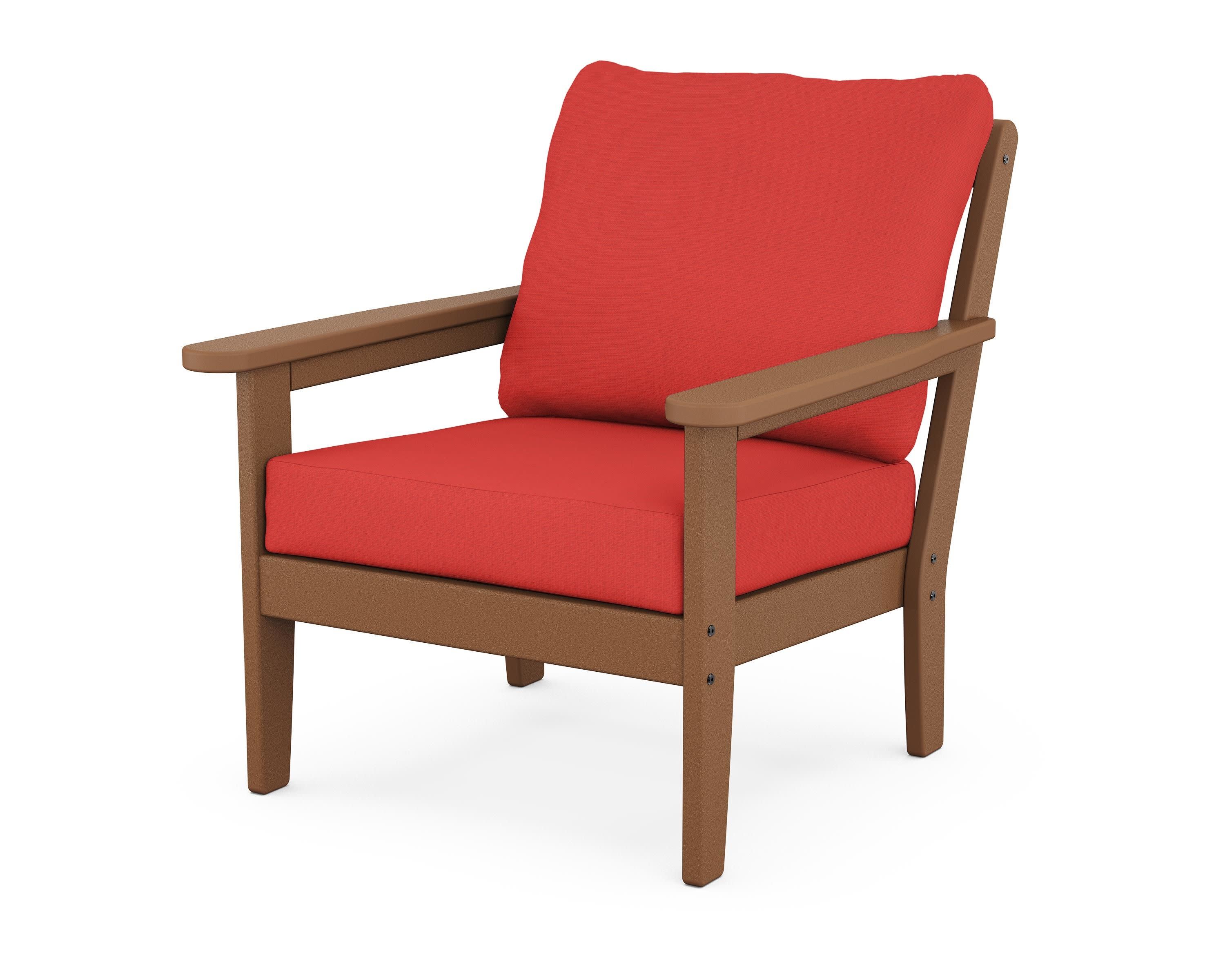 Cottage Deep Seating Chair in Teak / Crimson Linen