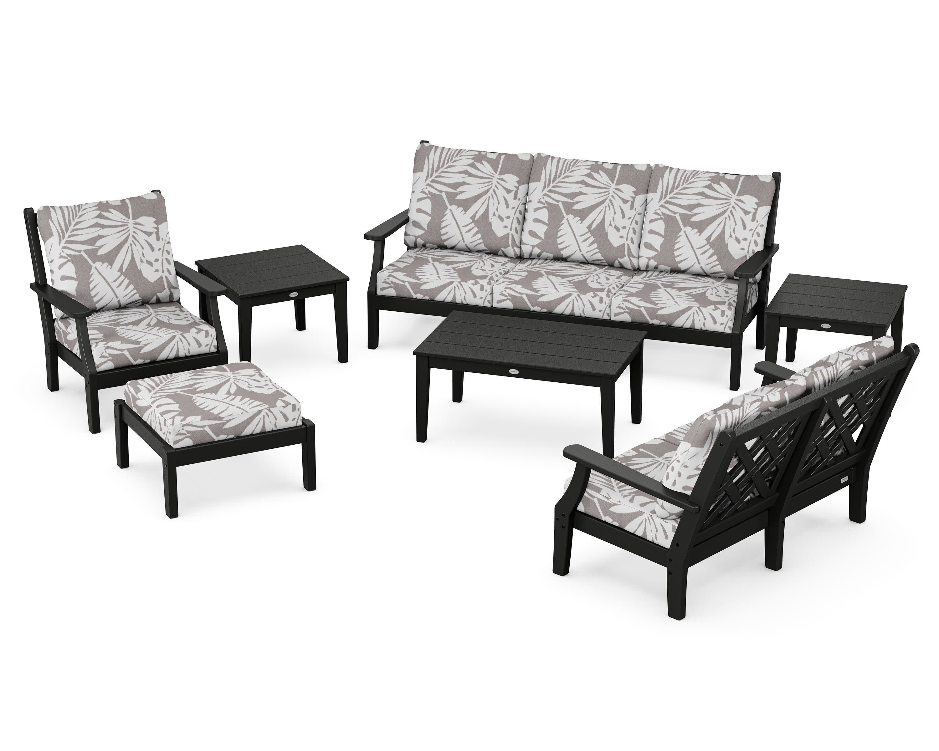 Wovendale 7-Piece Deep Seating Set in Black / Leaf Grey Mist