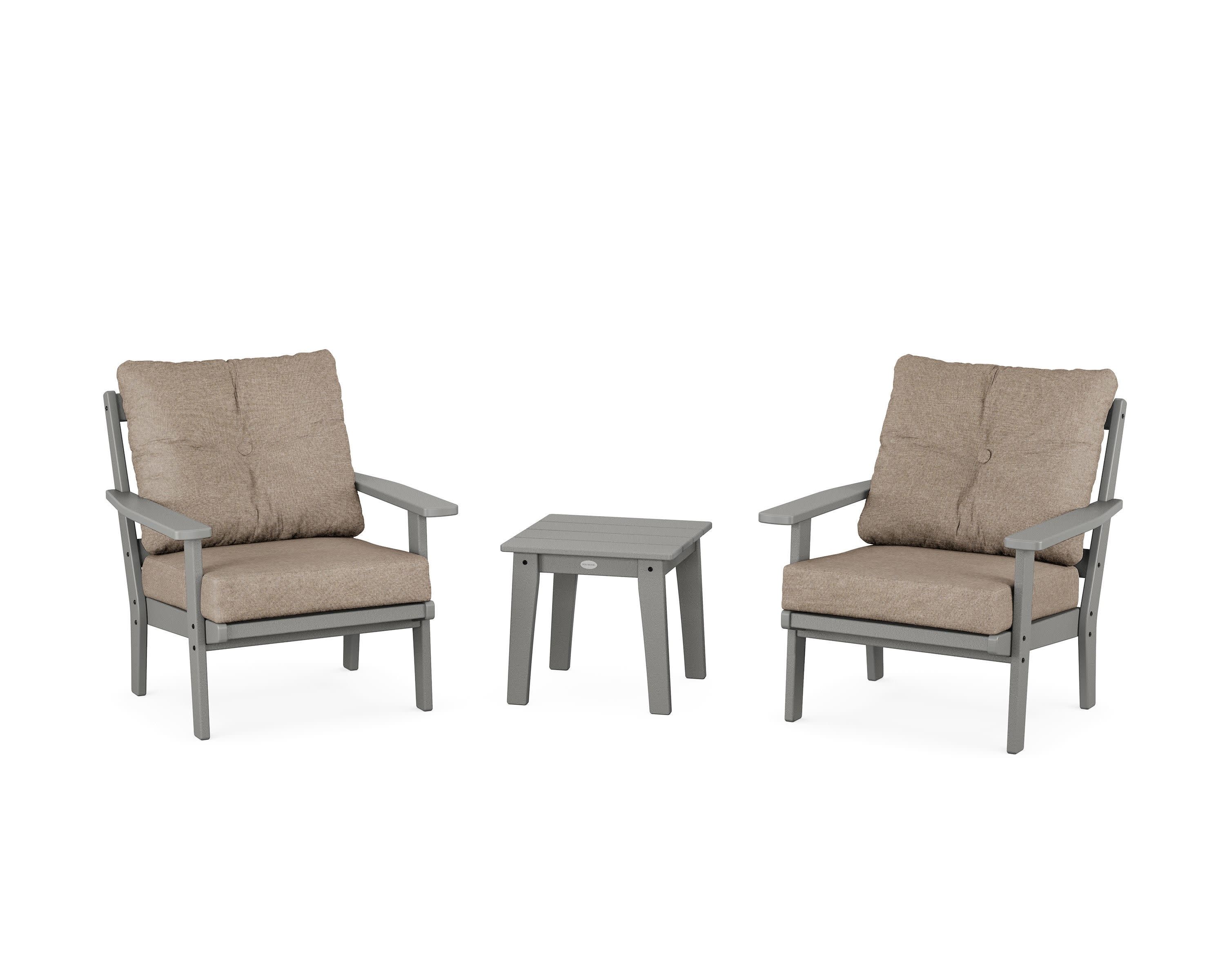 Prairie 3-Piece Deep Seating Set in Slate Grey / Spiced Burlap