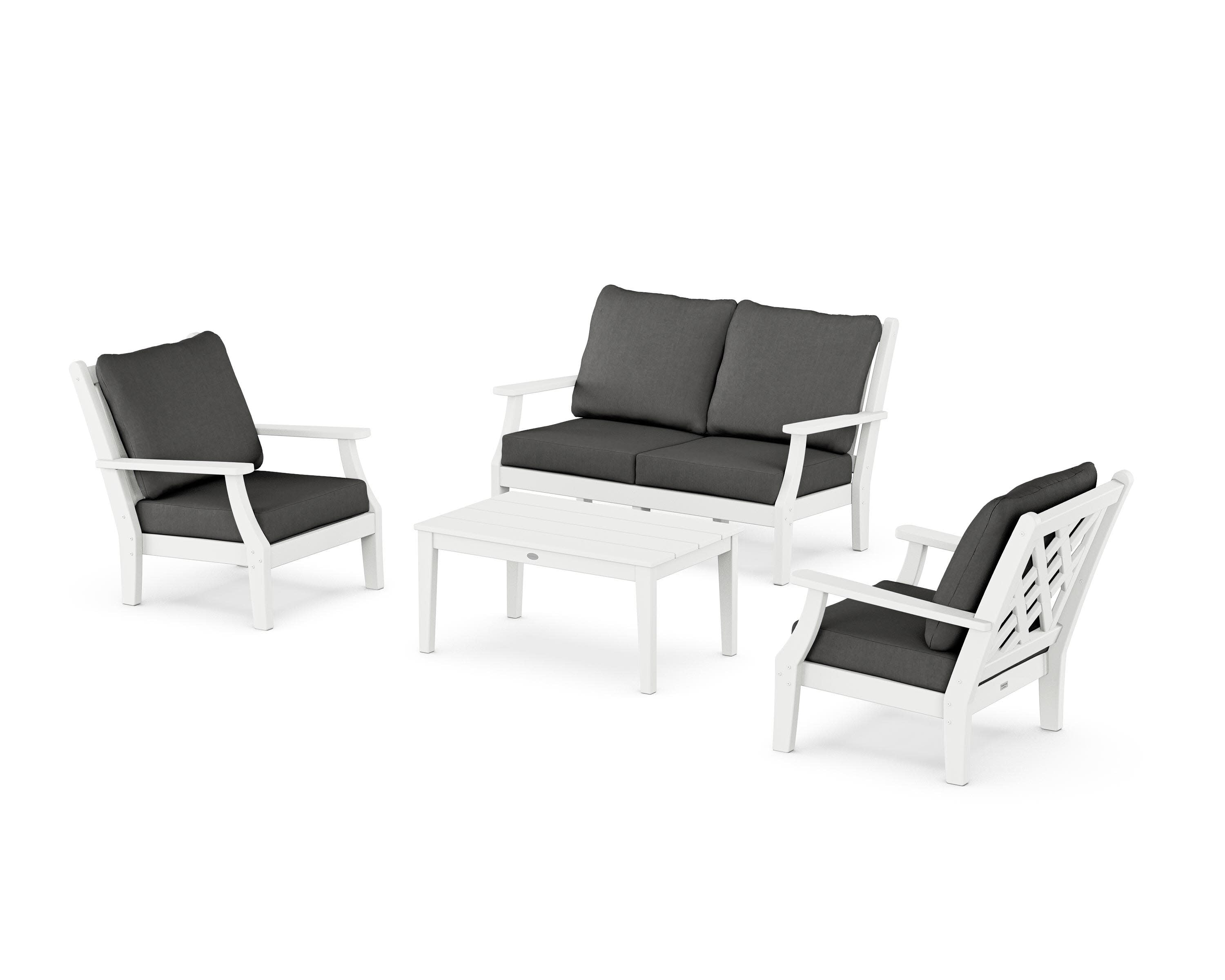 Wovendale 4-Piece Deep Seating Set with Loveseat in White / Spectrum Carbon