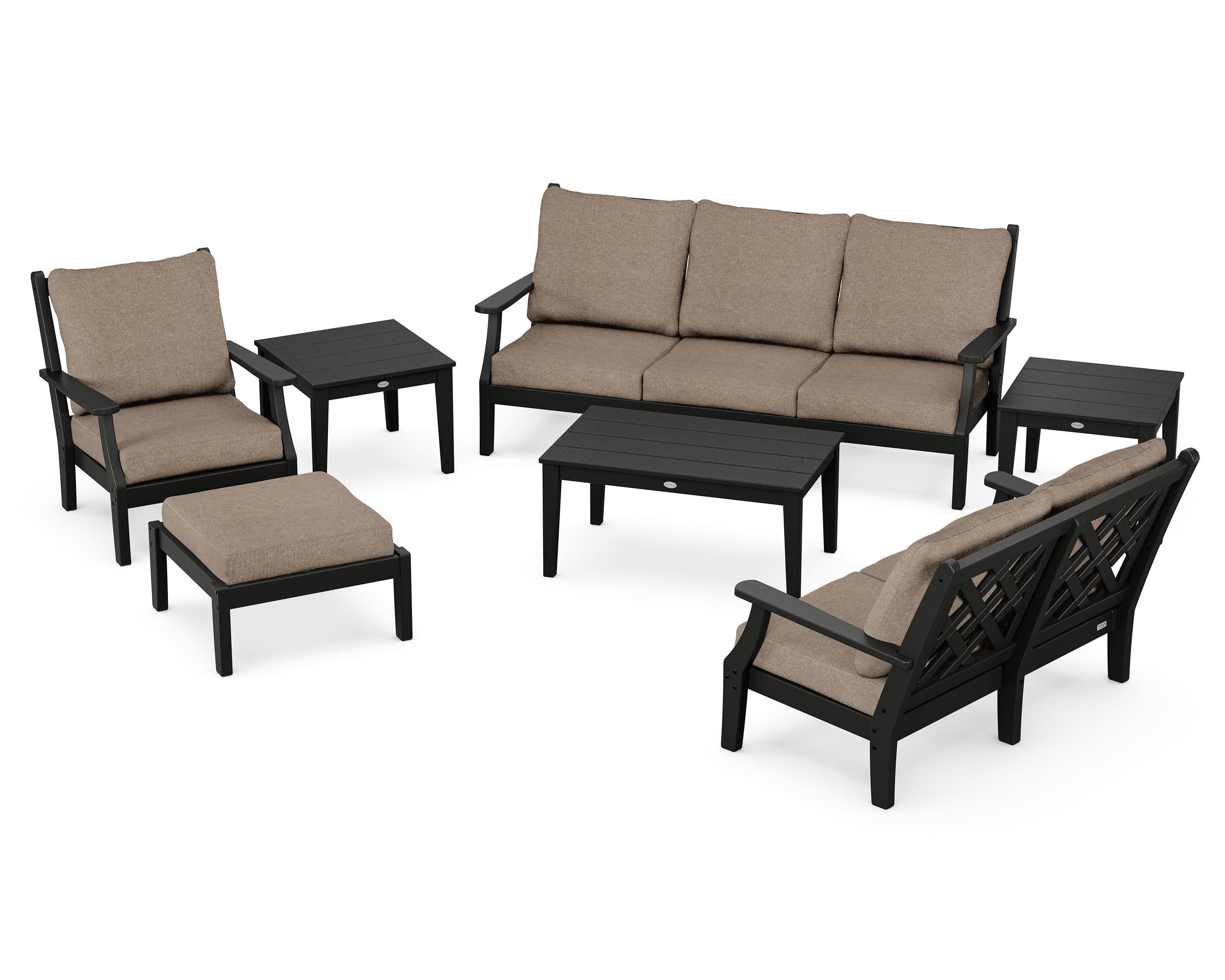 Wovendale 7-Piece Deep Seating Set in Black / Spiced Burlap