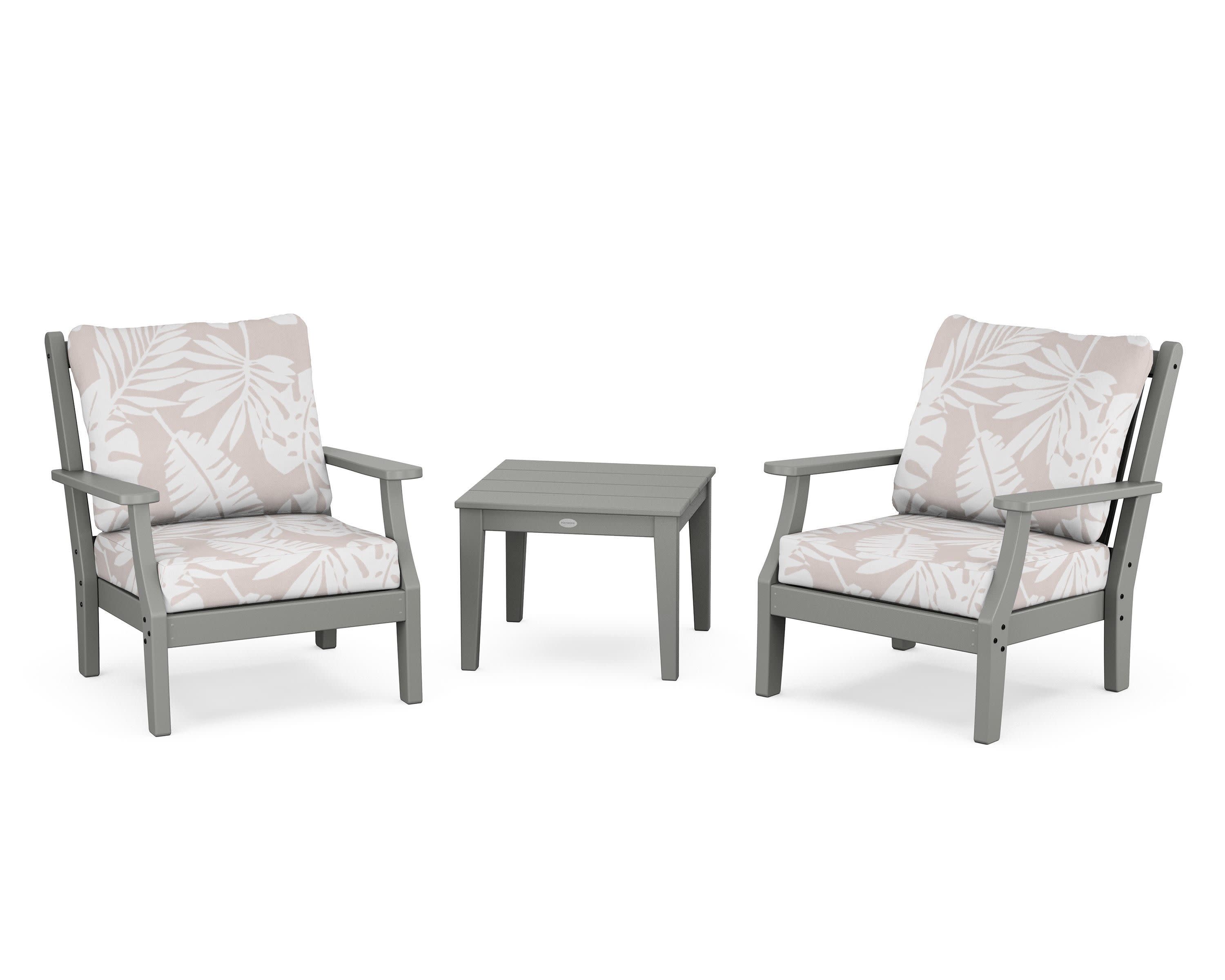 Wovendale 3-Piece Deep Seating Set in Slate Grey / Leaf Dune Burlap